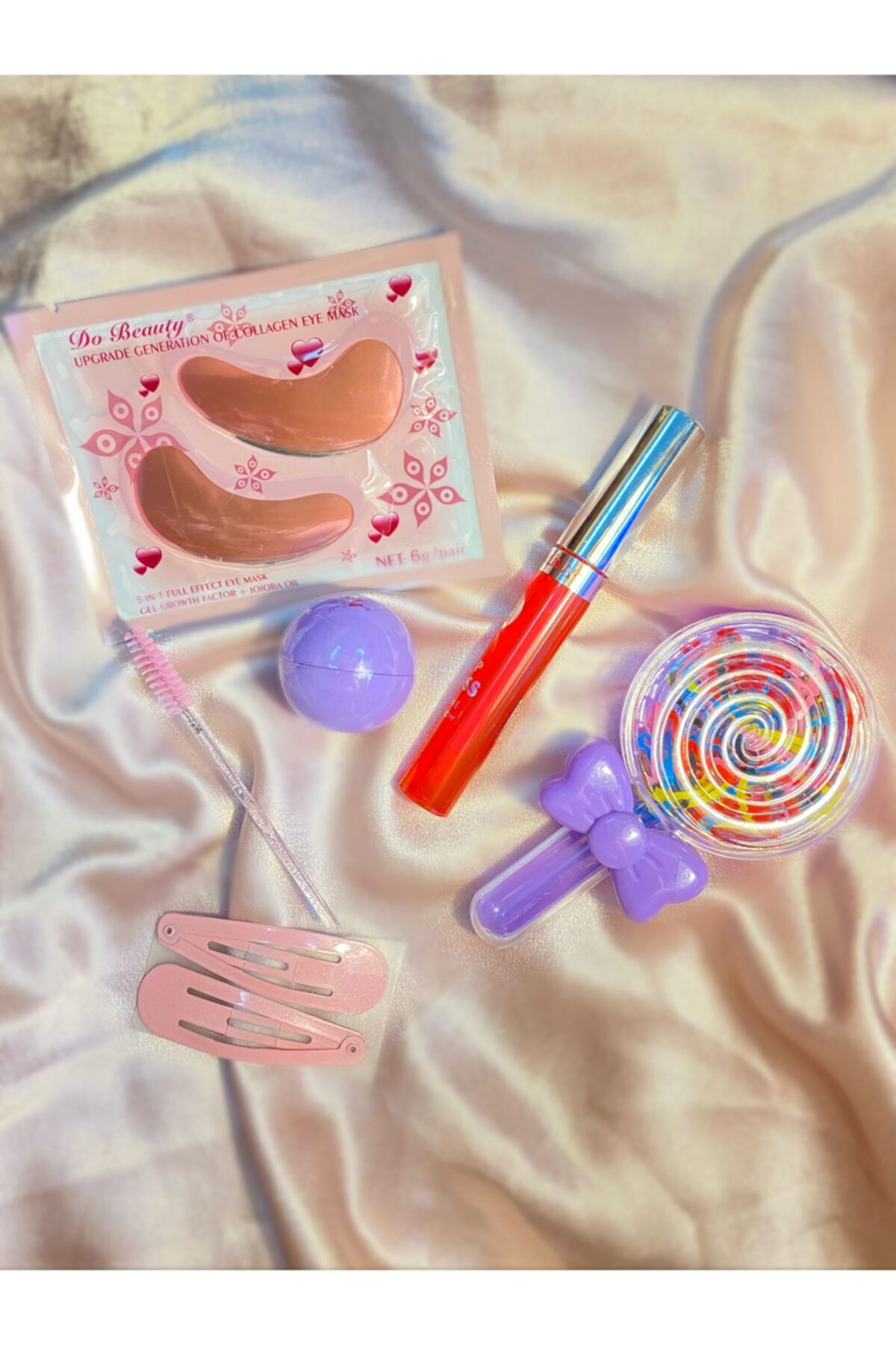 buenas store Dudak Parlatıcı Lolipop Toka Göz Maskesi Fırça Set