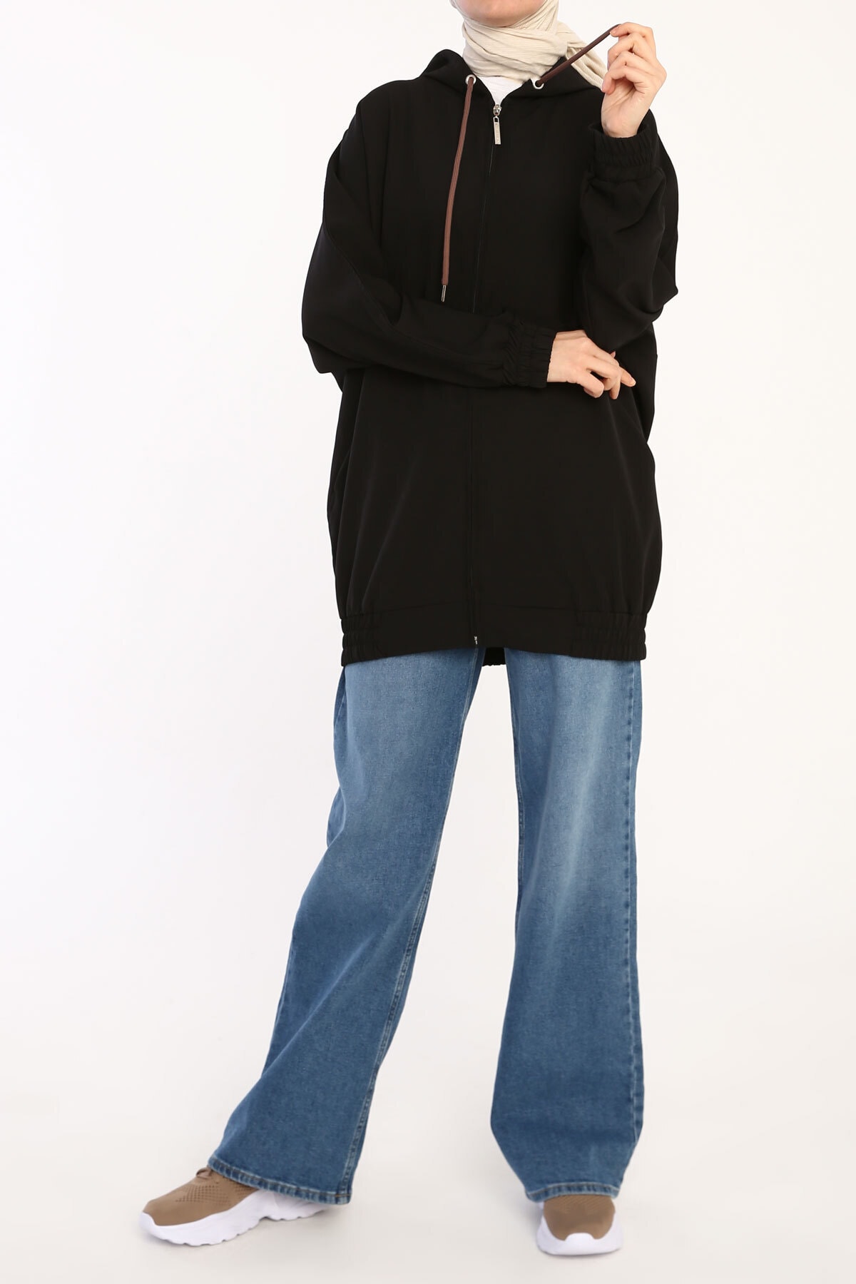 ALLDAY Siyah Kapüşonlu Oversize Hırka