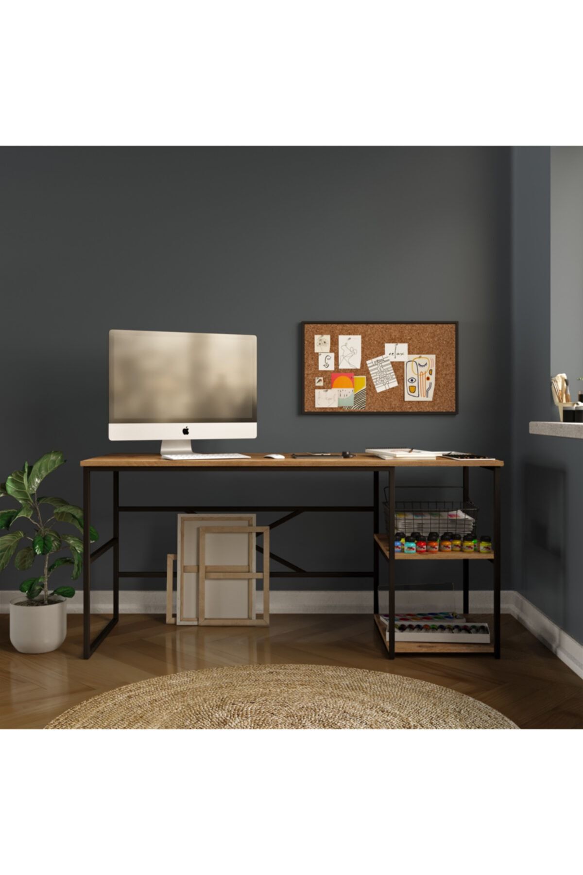 L'occi Concept Liberty Metal Çalışma Masası Raflı 160cm Lb28-a Çam