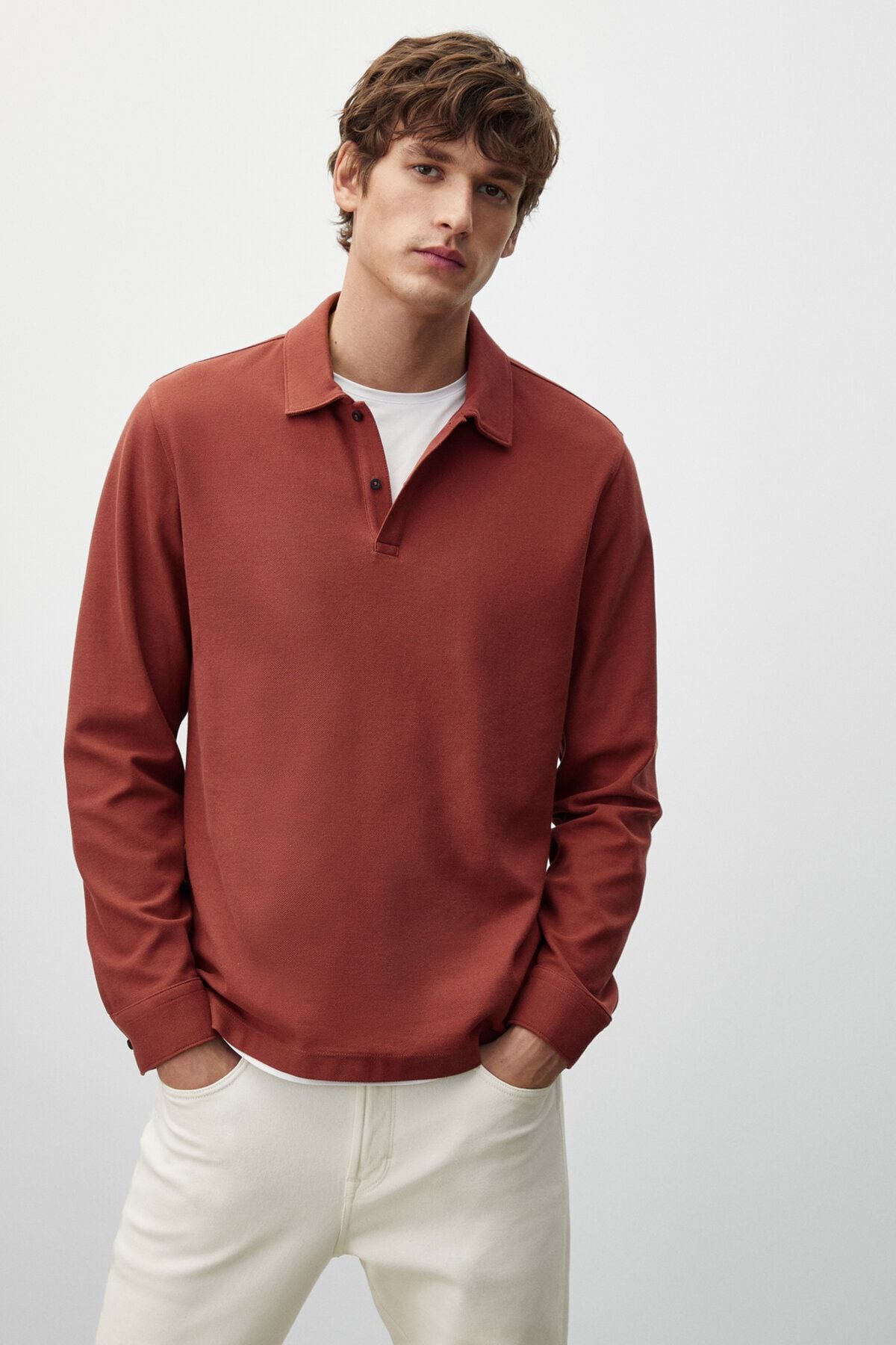 Massimo Dutti Dokulu %100 Pamuklu Polo T-shirt