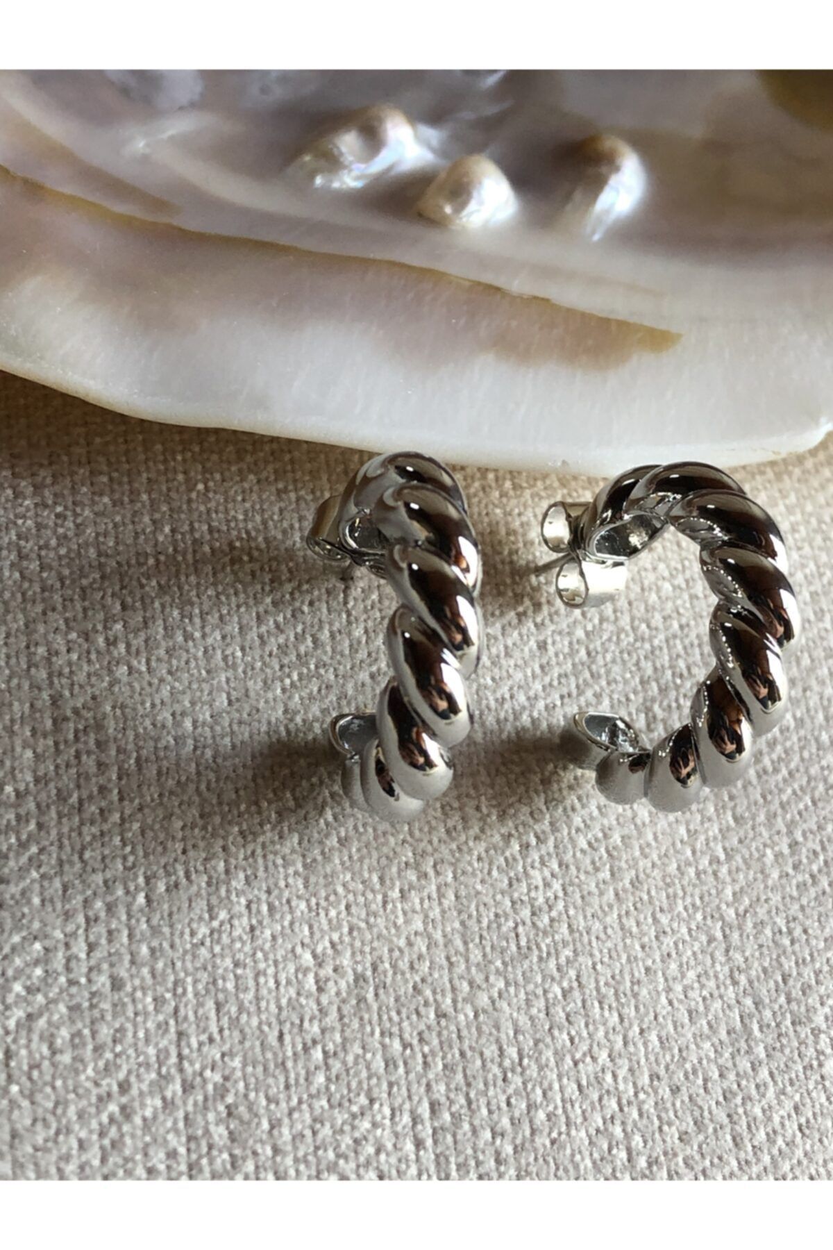 Di Amore Accessorise Kadın Gümüş Renk Burgu Halka Küpe