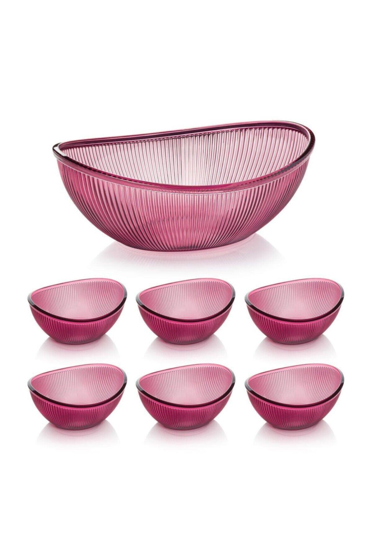Laviyosa Akrilik Barok Mürdüm Oval 7prç Salata Ve Çerez Seti