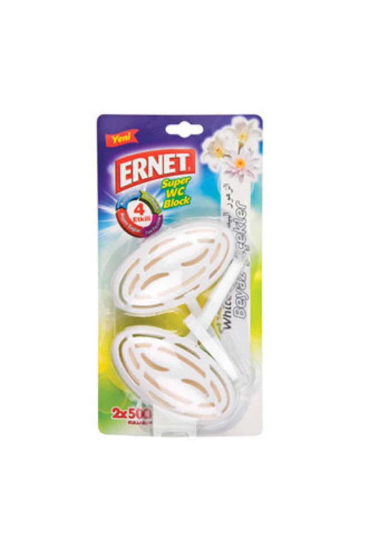 Ernet 2'li Süper Klozet Blok Beyaz Çiçekler 40 gr