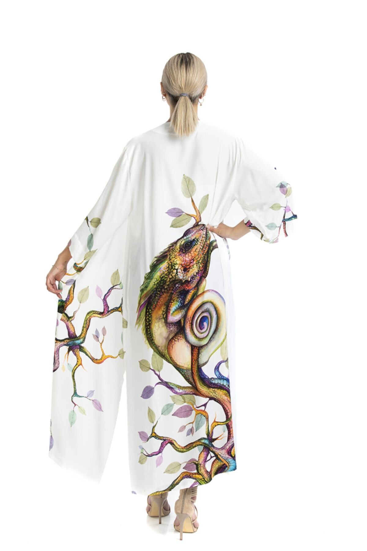 Yeşim Livaoğlu Uzun Kimono Bukalemun
