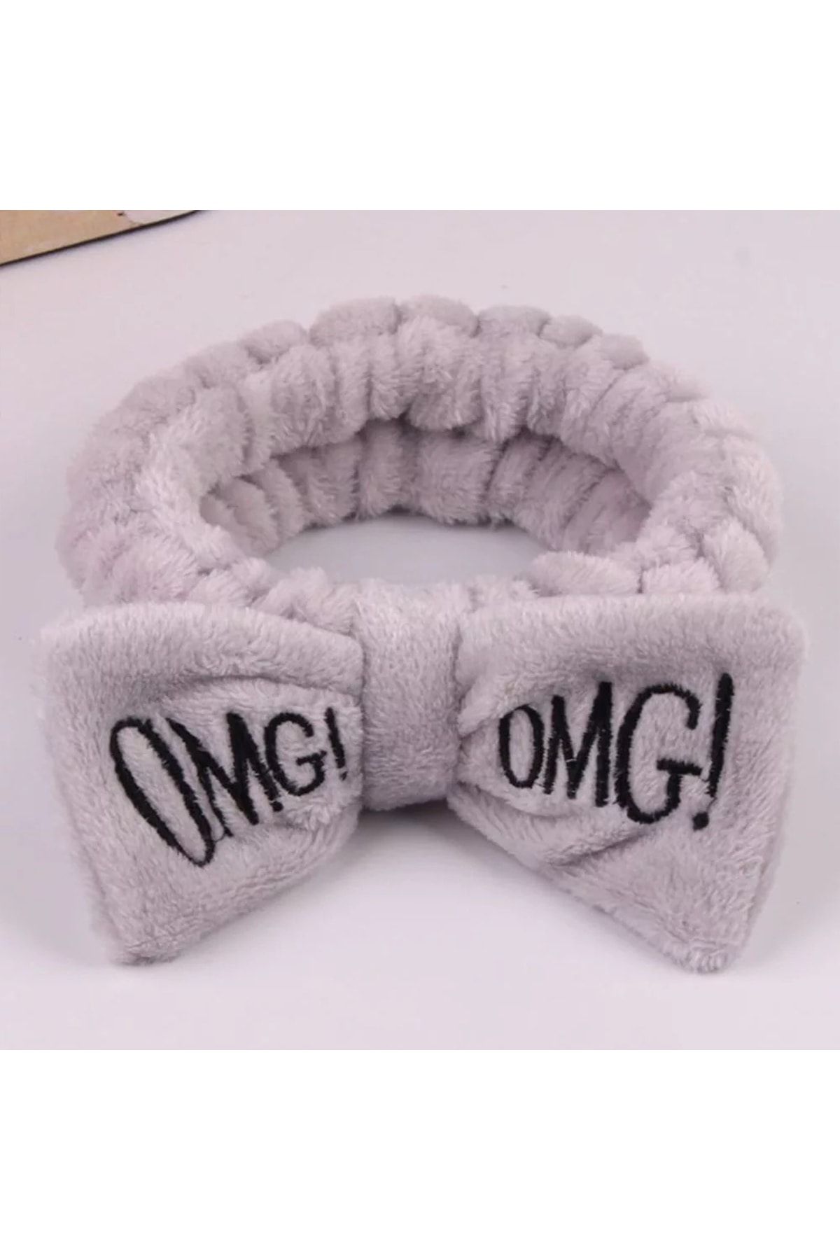 SECAR Gri Omg Fiyonklu Peluş Spa Saç Bandı