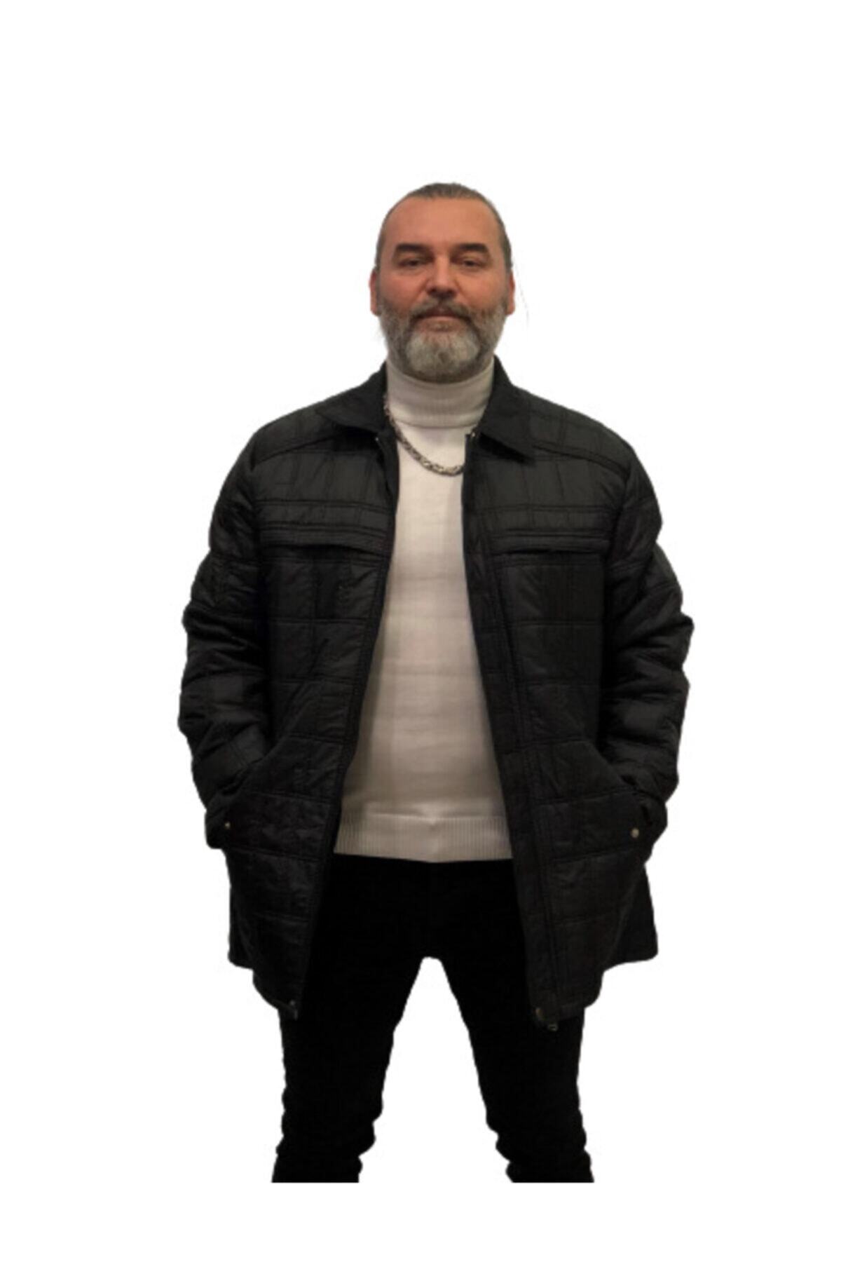 AMOR MAN Battal Büyük Beden Yağmur Geçirmeyen Kürk Astarlı Tam Kışlık Klasik Erkek Bonded Kaban