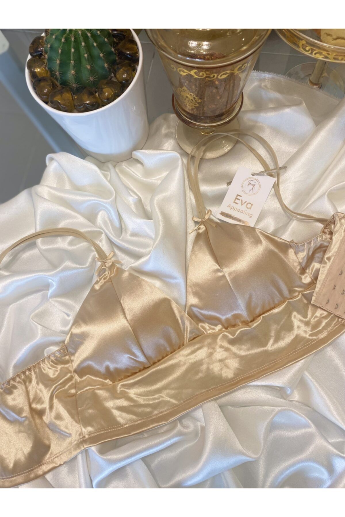 EVA APPEALİNG Full Saten Krem Bralet