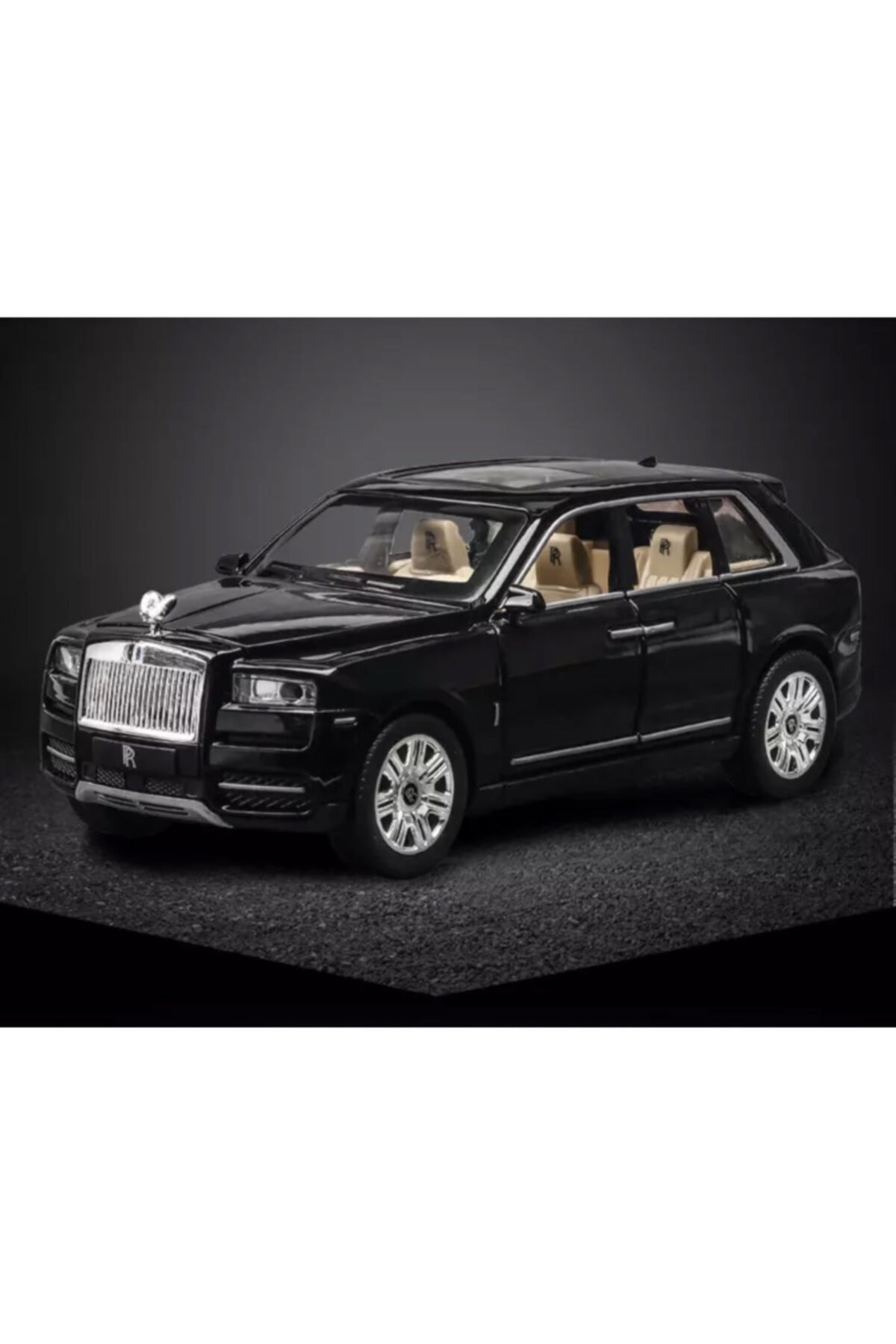 toysandmore Rolls Royce Cullinan 1-24 Metal Model Araba Işık Ses 6 Kapı Açılır Siyah