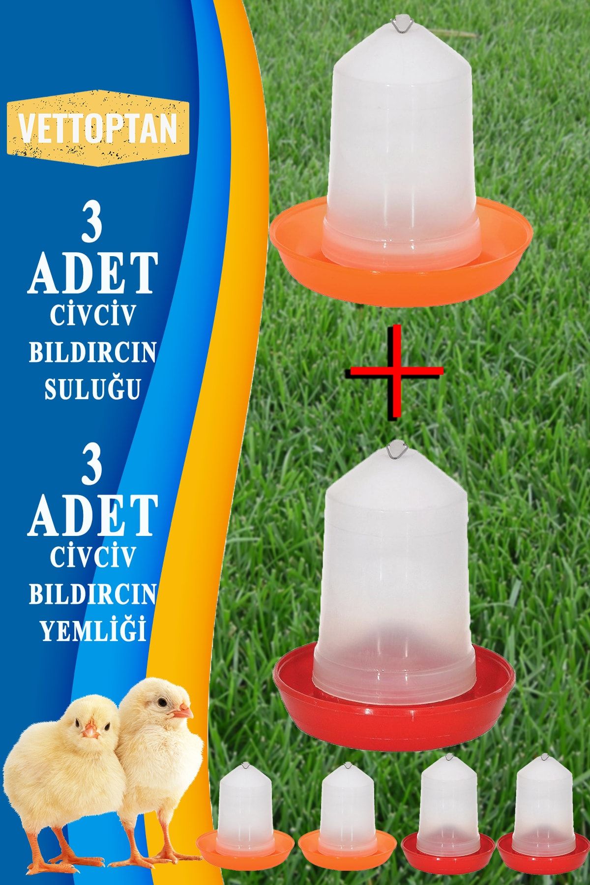 vettoptan Suluk Ve Yemlik Takım 0.75 Ml 6 Adet Civciv Bıldırcın Güvercin Brahma Taklacı Kanat Posta Hünkari