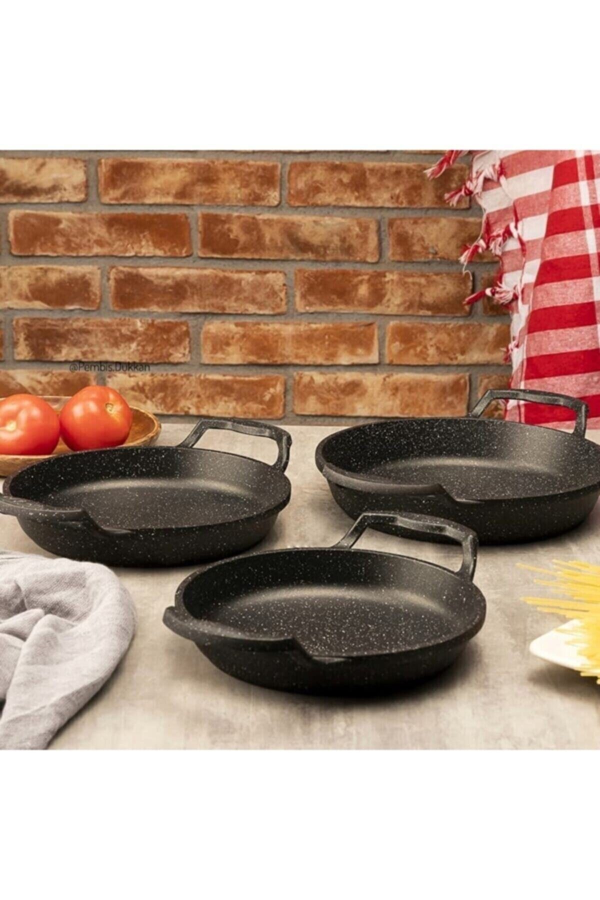 Essenso Döküm Granit Sahan 3lü 22-20-18cm