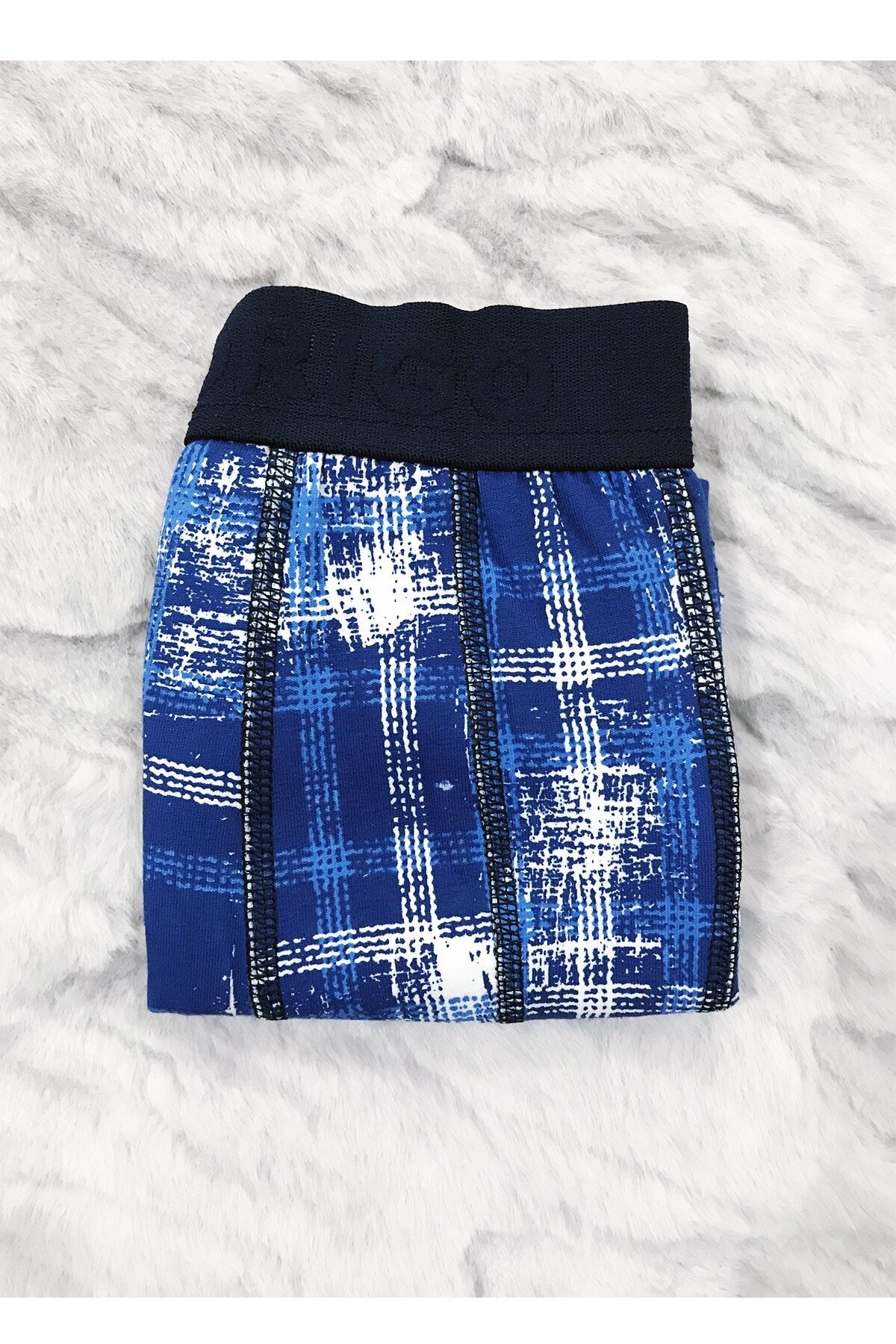 MOOD Club Erkek Renkli Boxer Mavi Beyaz Kareli