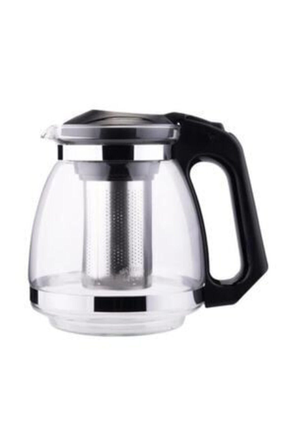 Billhom 0.9 Lt Çelik Süzgeçli Cam Demlik Isıya Dayanıklı Cam Çaydanlık Bitki Çayı Demliği