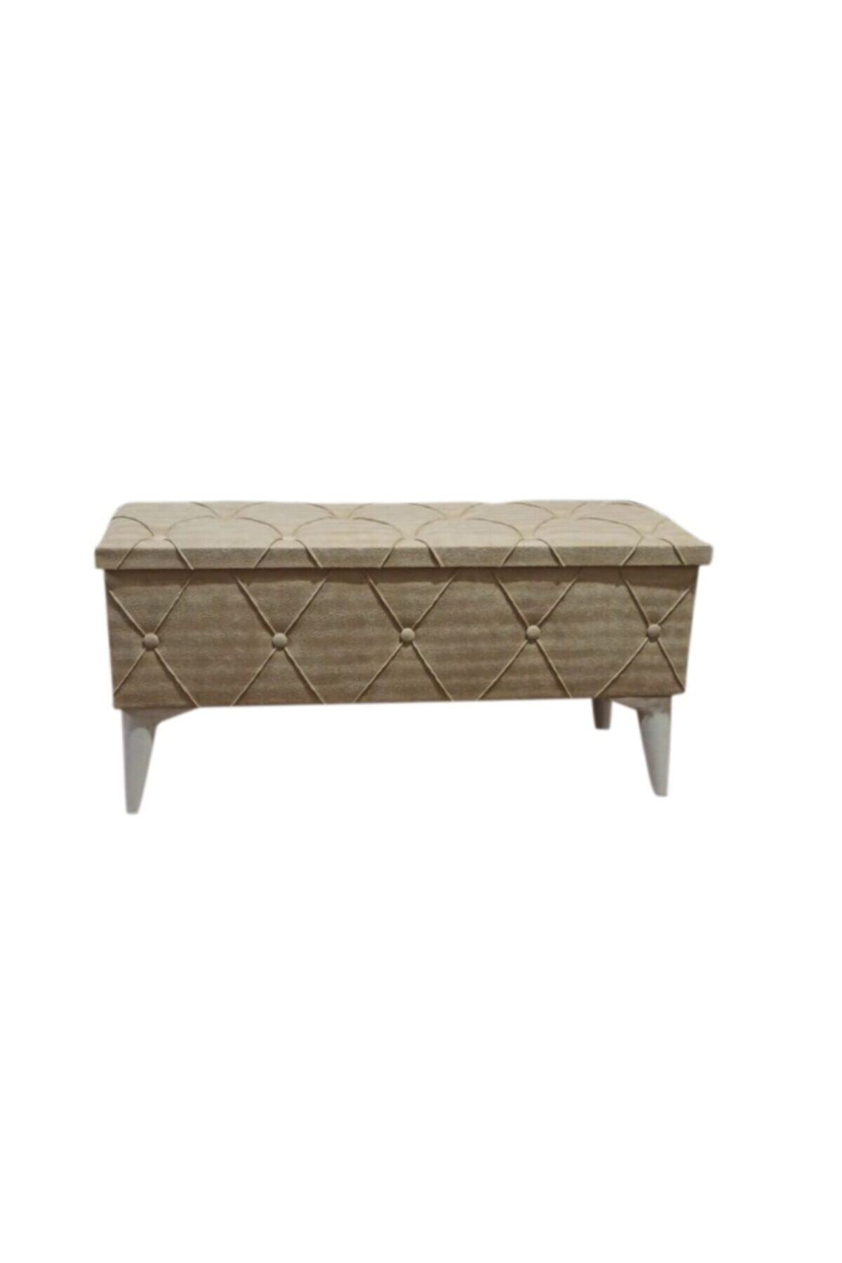 BALTACI MOBİLYA Star Sandıklı Ayak Ucu Puf Bench Full Kapitone Krem 150x35