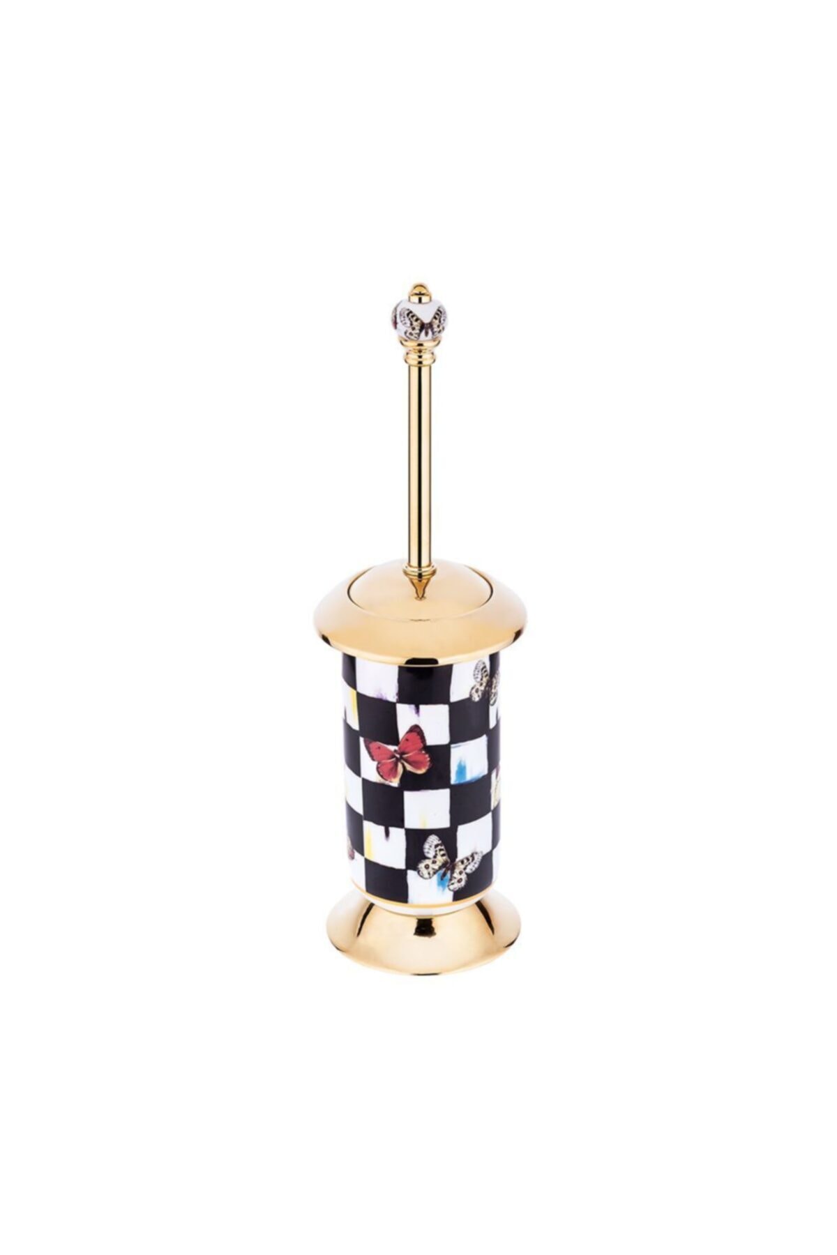 Pure Concept Geometrik Checkers / Pvd Gold Klozet Fırçası