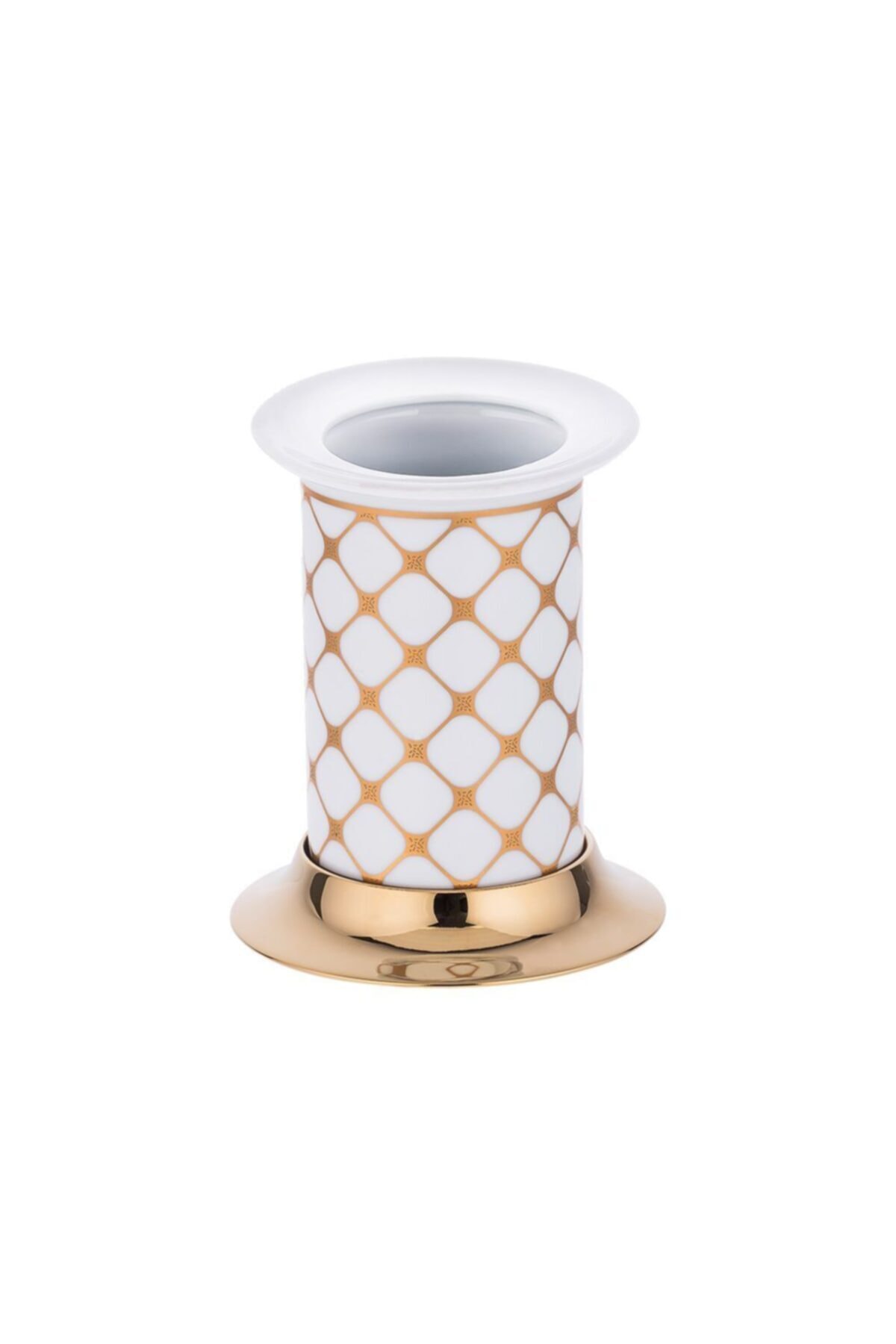 Pure Concept Geometrik Beyaz Altın / Pvd Gold Set Üstü Diş Fırçalık