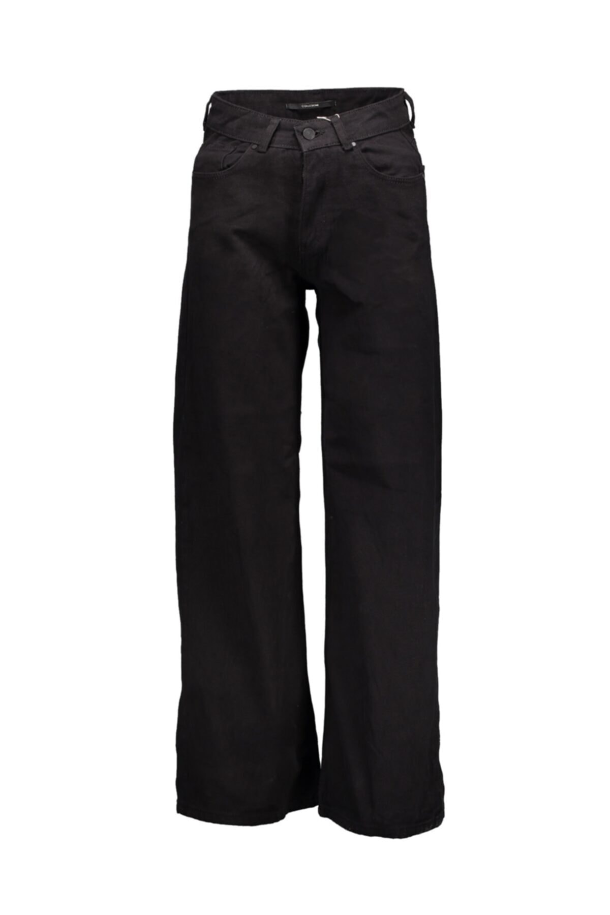 Collezione Siyah Kadın Sıyah Spor Wıde Leg Denim Pantolon