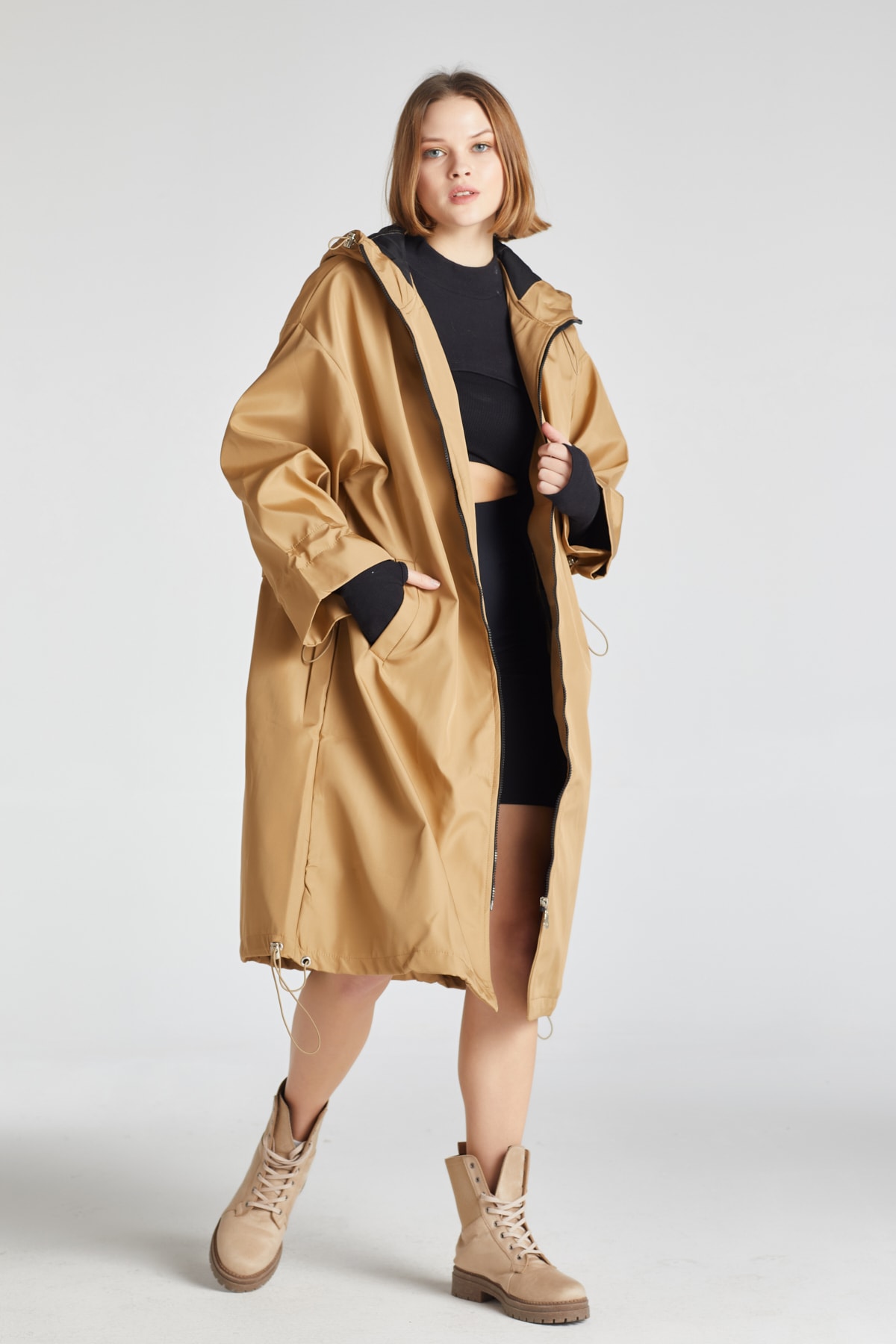 minaaise Pena Camel Kapşüonlu Parka