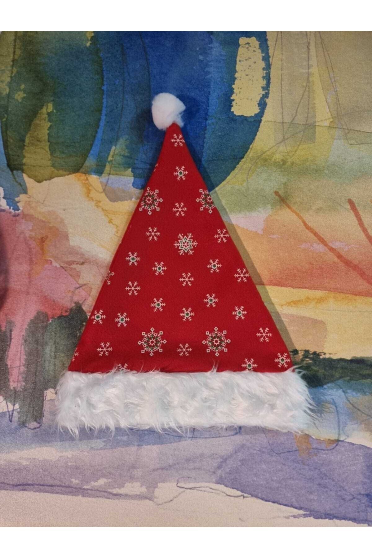 mişa aksesuar Yılbaşı Noel Baba Şapkası Kar Taneli