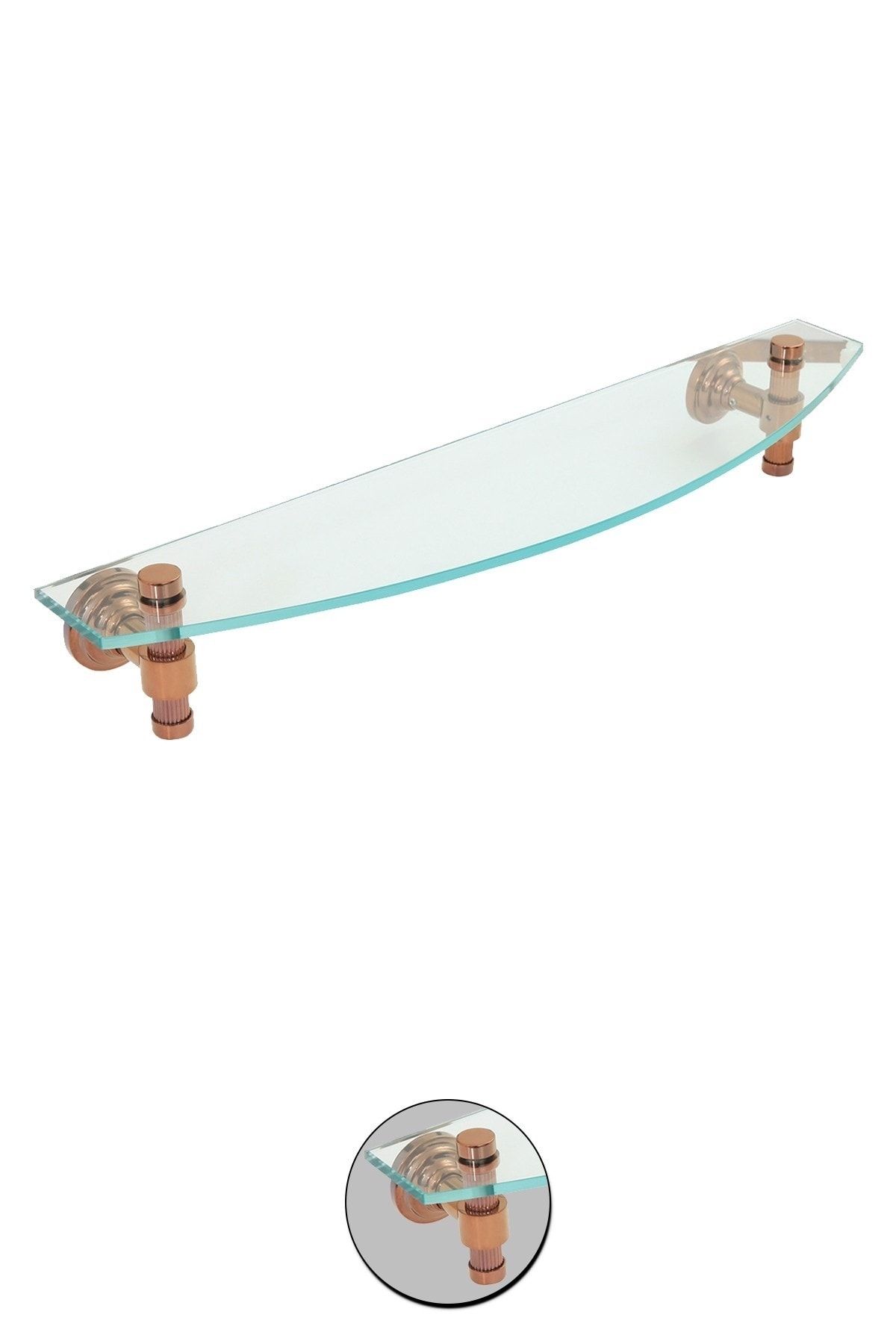Milenay Line Rose Cam Etajer, 50cm, Pirinç, Pvd Kaplama