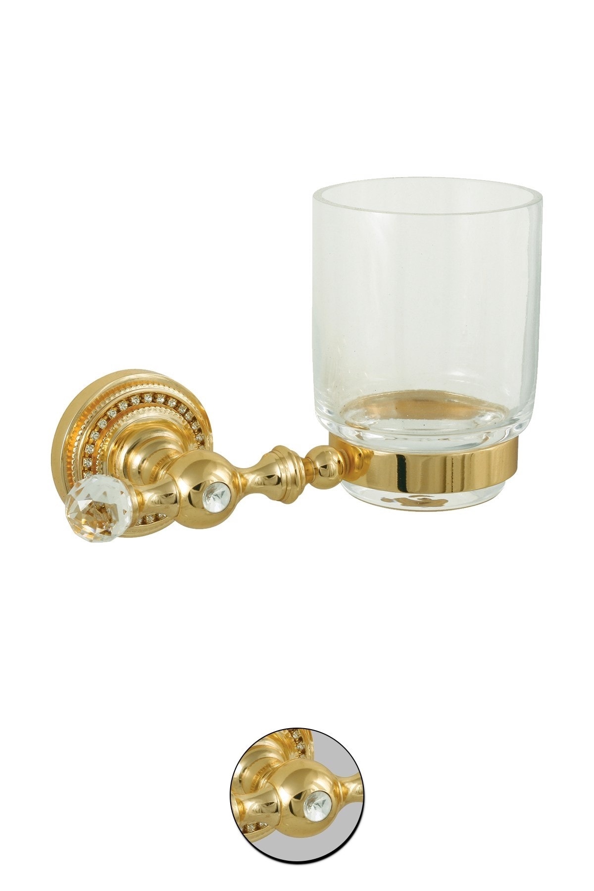 Milenay Style Gold Montajlı Cam Diş Fırçalık, Pirinç, Pvd Kaplama