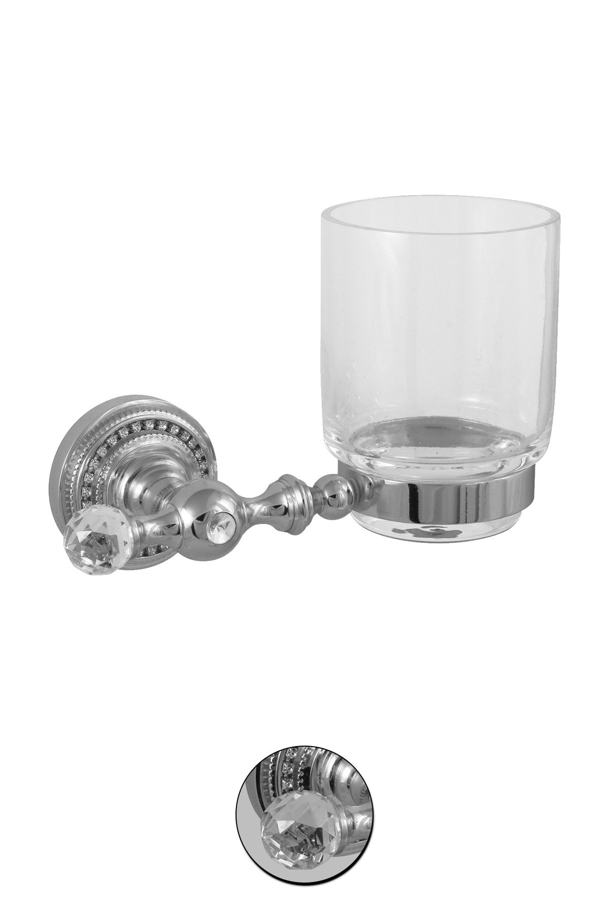 Milenay Style Chrome Montajlı Cam Diş Fırçalık, Pirinç, Krom Kaplama