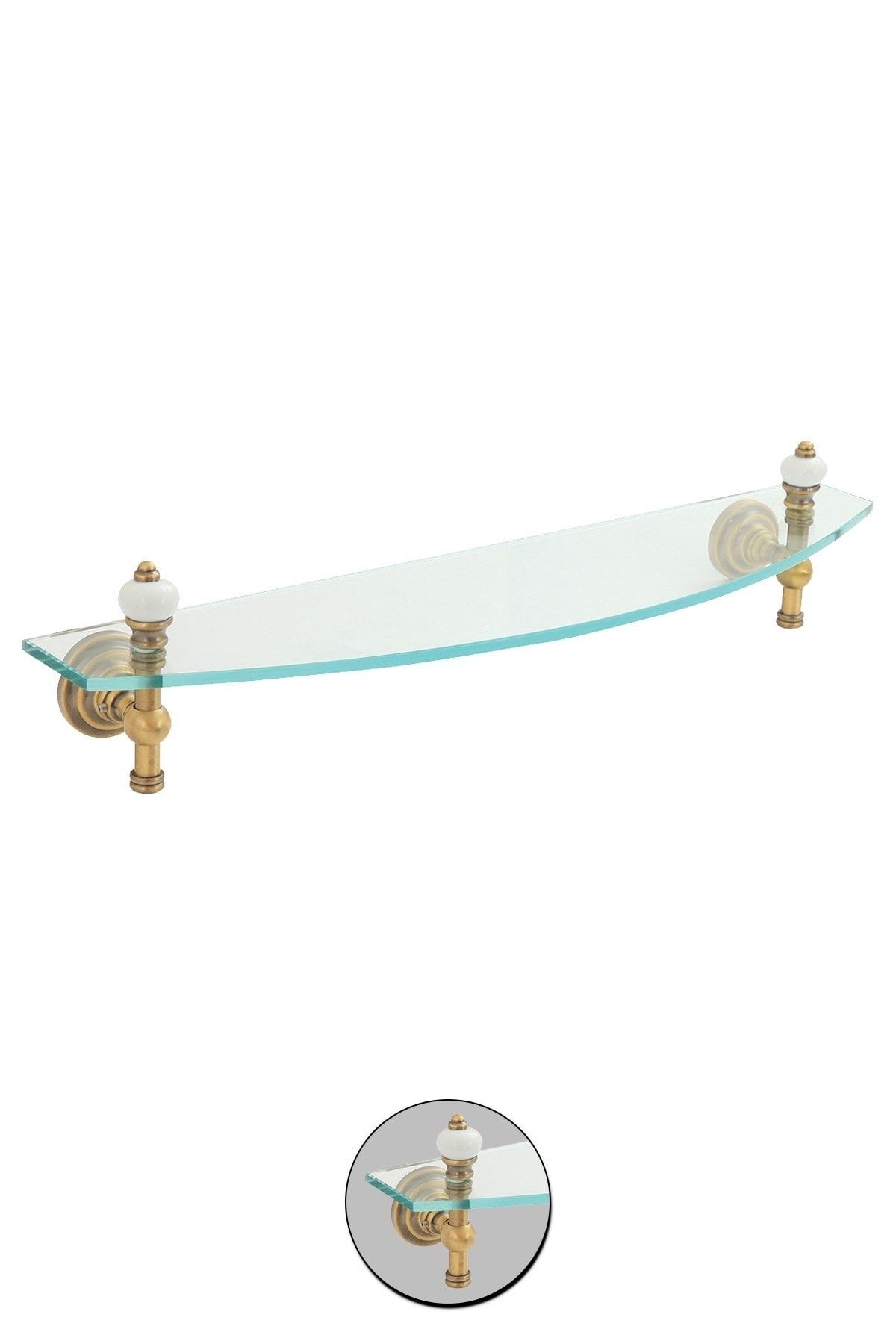 Milenay Fantasia Antik Cam Etajer, 50cm, Pirinç, Pvd Kaplama
