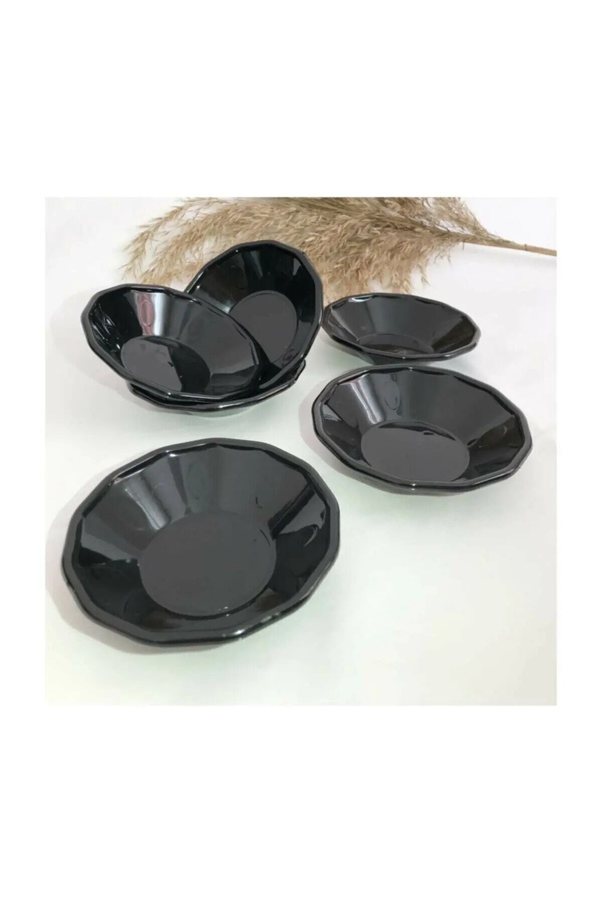 Rosemarin Siyah Plastik Çay Tabağı 6 Adet