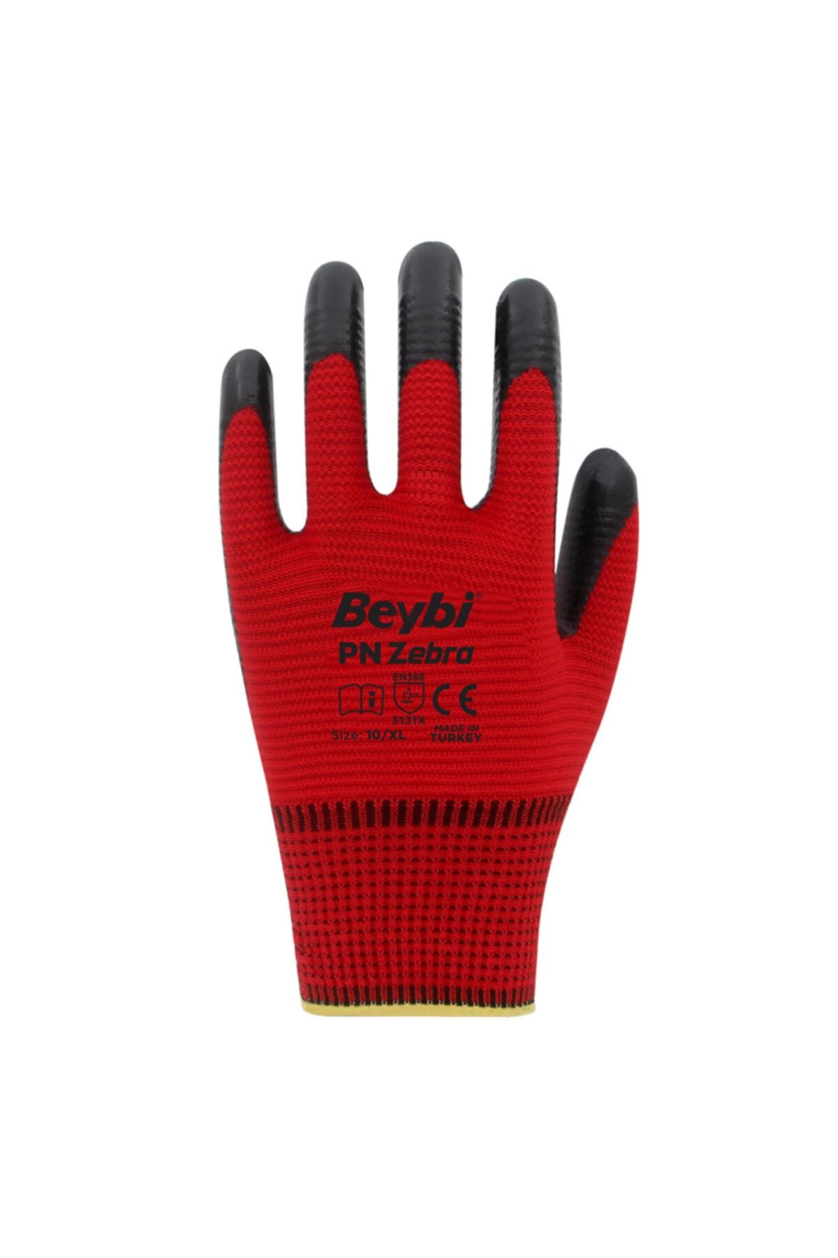 Beybi Pn Zebra Polyester Örme Nitril Eldiven No:10-12 Çift