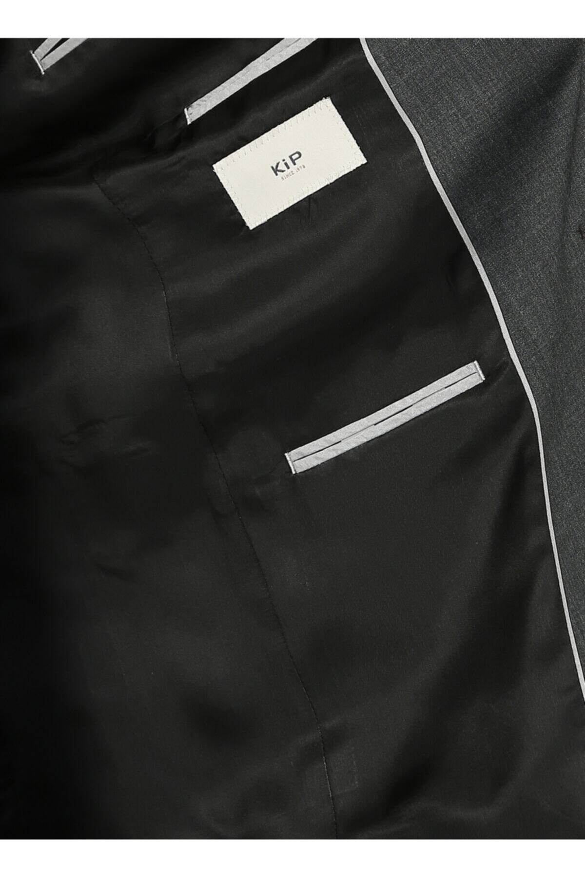 Kip Tkm-625 Mono Yaka Fitted Düz Antrasit Erkek Takım Elbise
