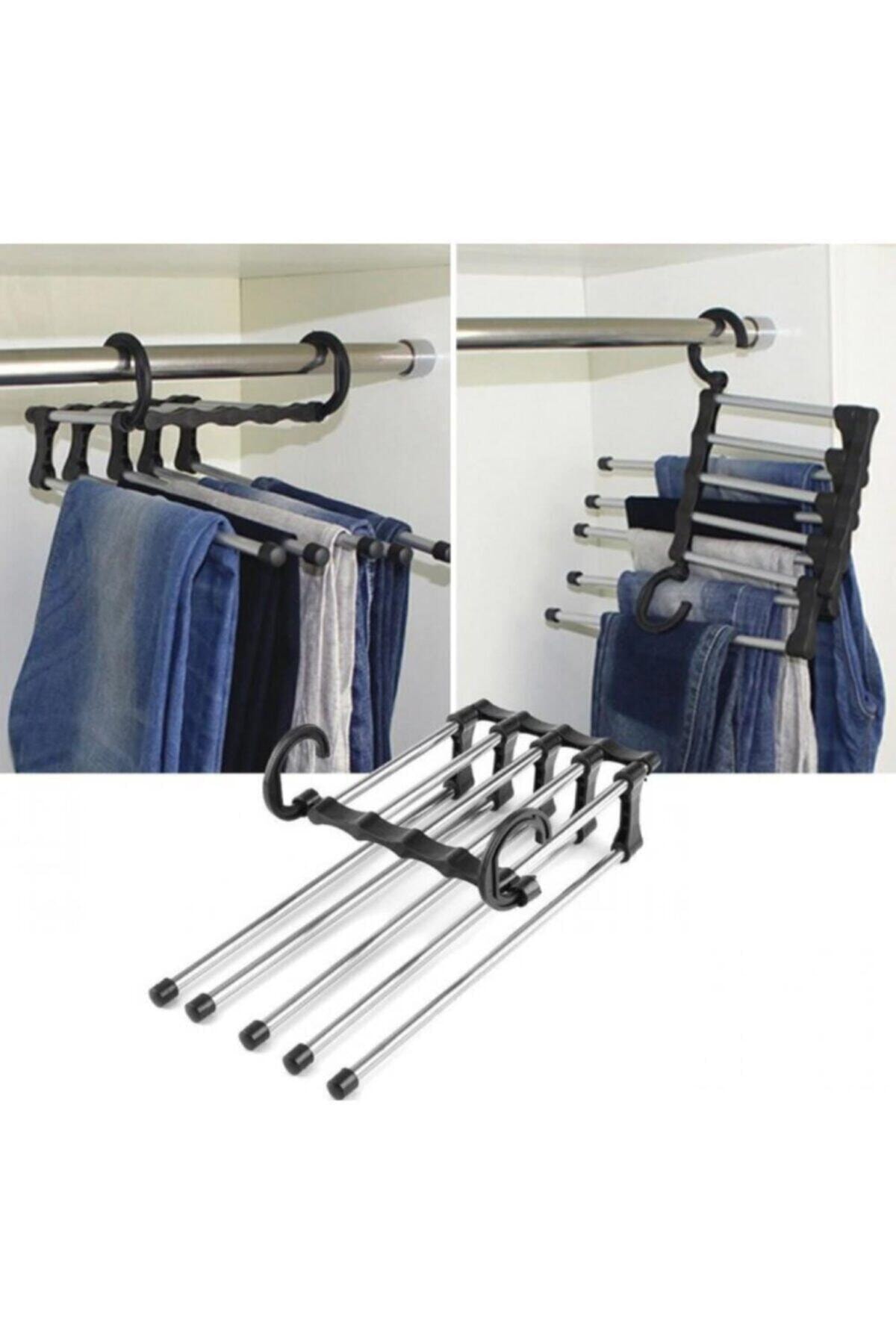Zeki Karga Dolap Içi Kumaş Kot Pantolon Askısı 5 In 1 Pantalon Askılığı Askı