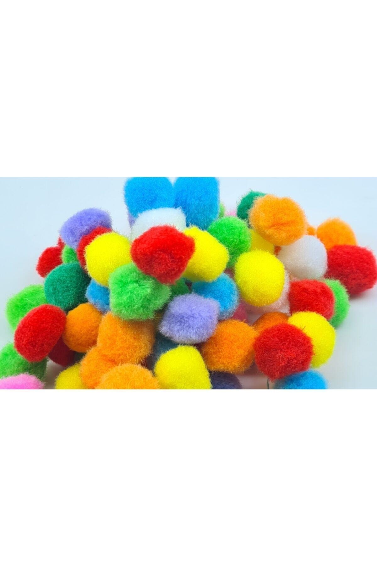 TGB Ponpon 6 Renk 50 Adet 30 Mm Düz Ponpon Orta Boy Ponpon