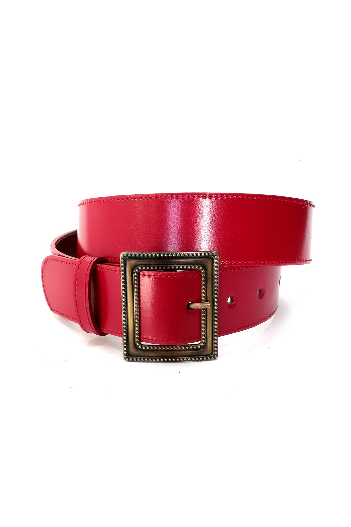 Cascades Leather 3,9 Cm Derili Kırmızı Renk Kadın Kemeri S2