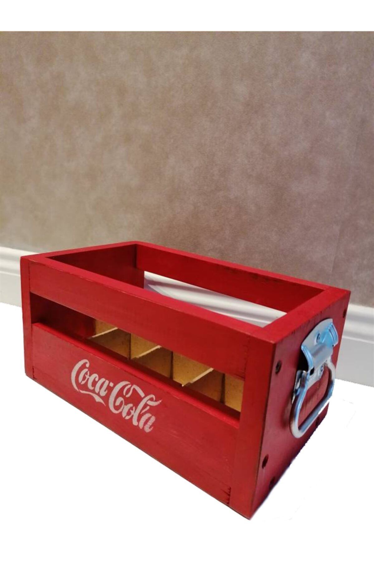CocaCola Masif 8'li Dekoratif Şişelik Kulplu Kırmızı