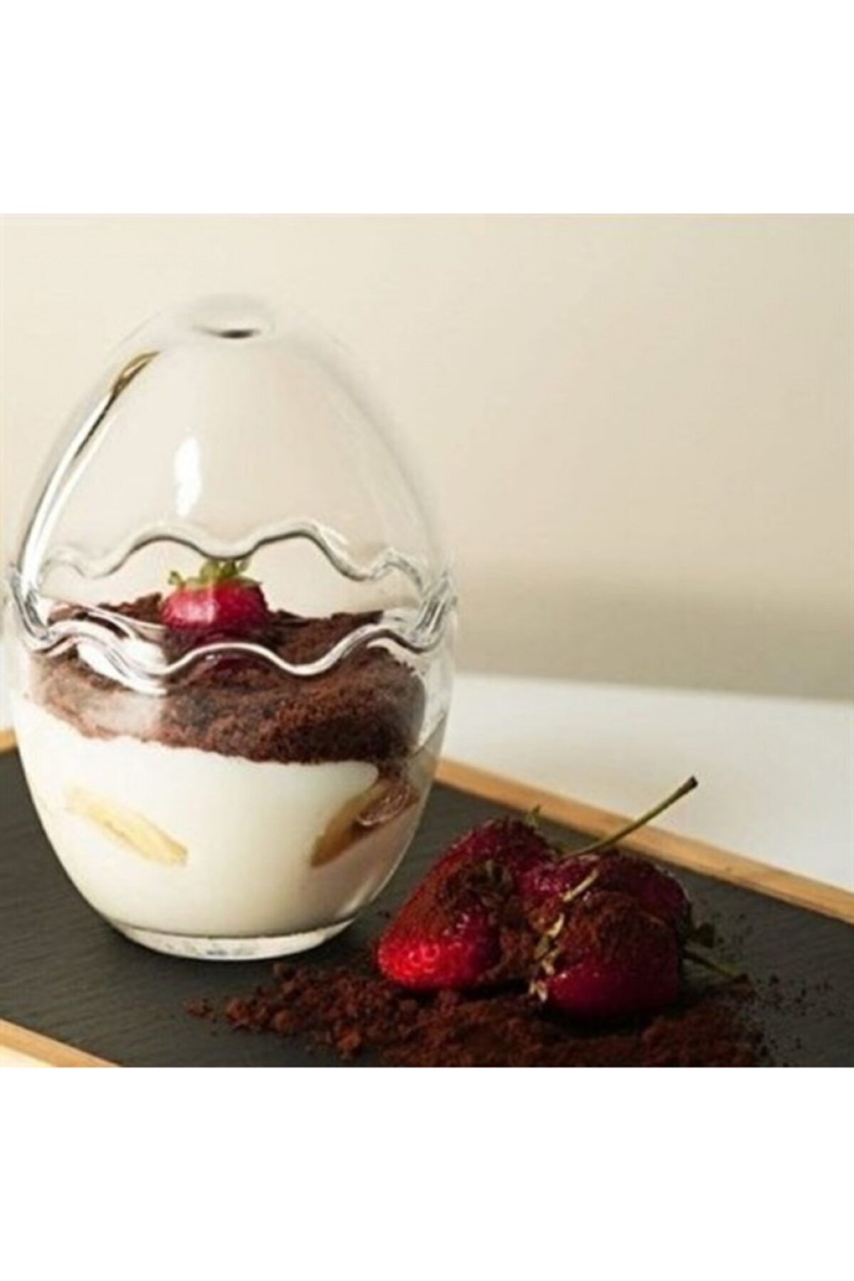 Farilya Concept Kapaklı Cam Yumurta Şekilli Magnolia Sunum Kasesi