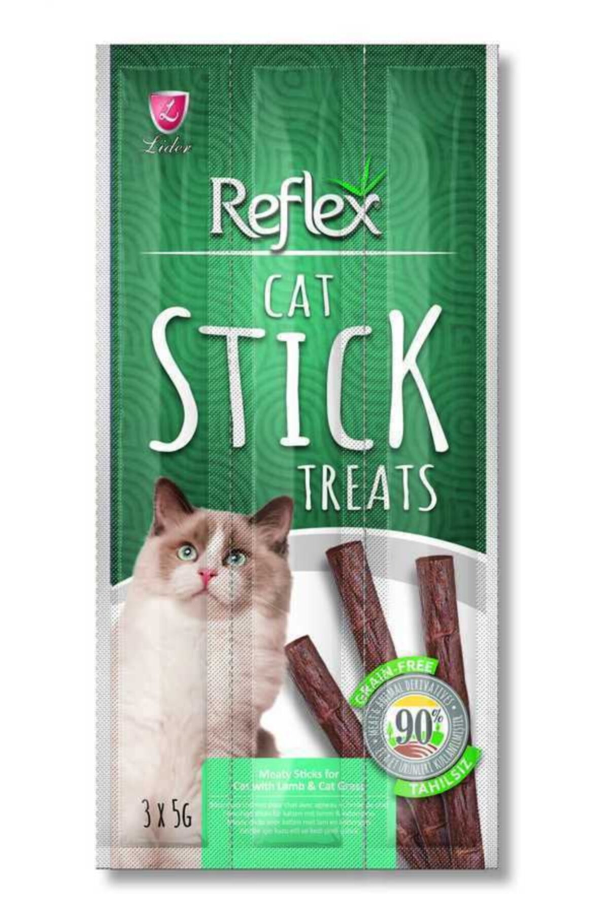 Reflex Sticks Kuzu Etli Ve Kedi Çimli Kedi Ödül Çubukları 3x5 Gr