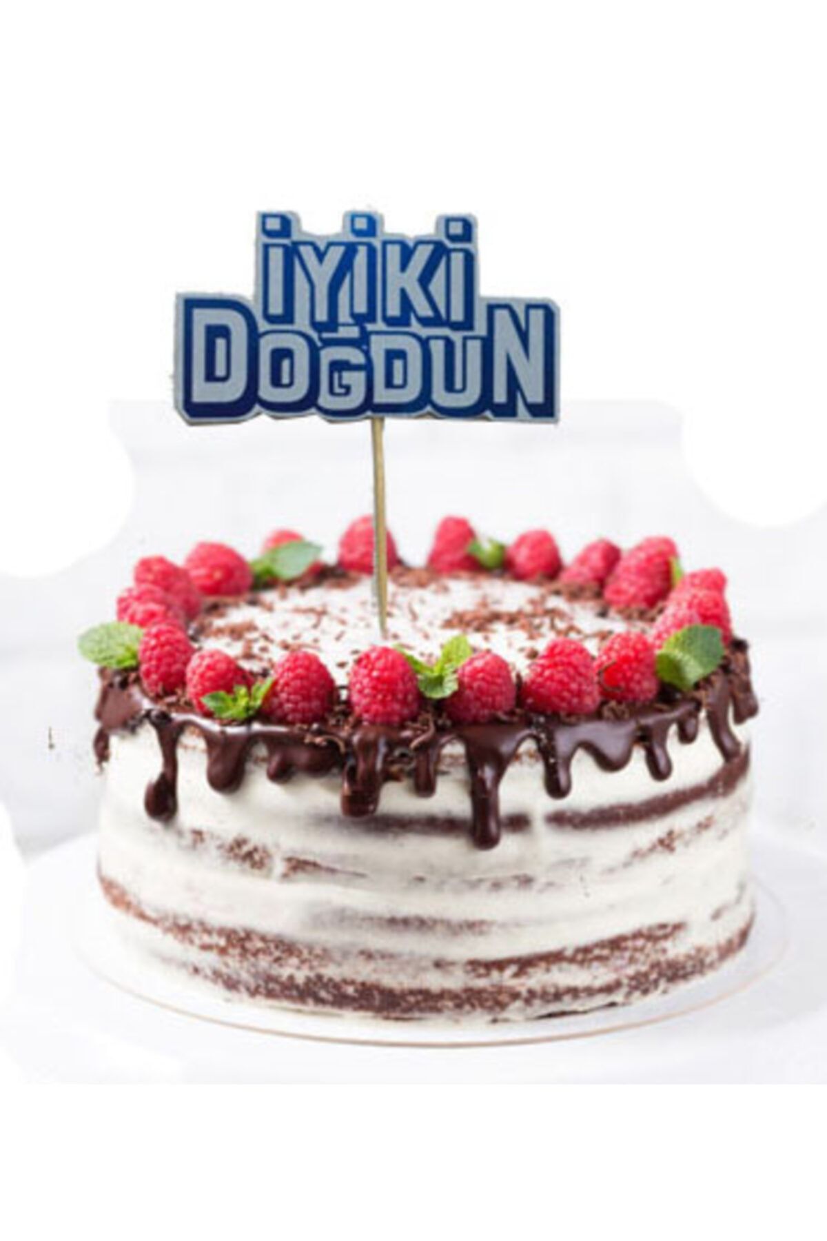 PLUMAS SHOP Parti Mavi Renk Iyiki Doğdun Yazılı Kürdan Süsü 2 Adet 8x8 Cm
