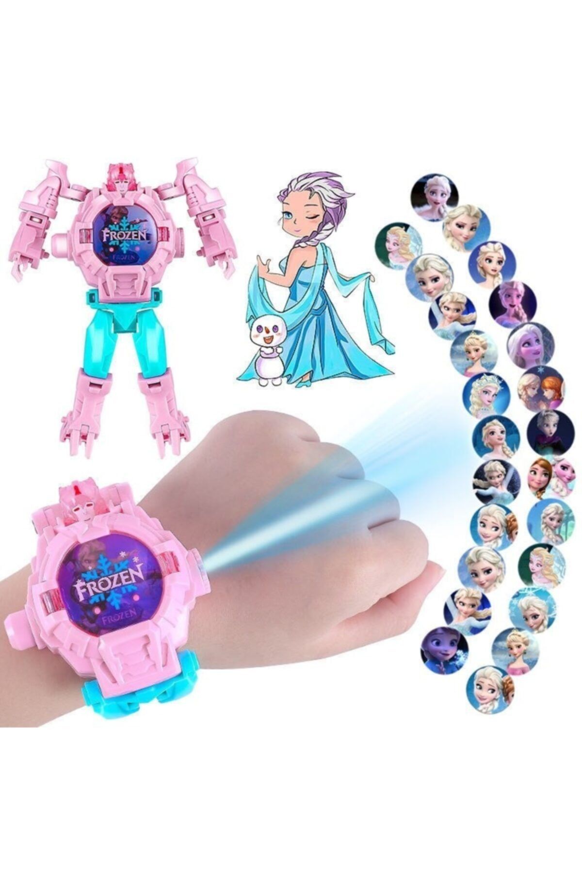 ELSA Figürlü Çok Fonksiyonlu 3d Projeksiyonlu Robot Görünümlü Çocuk Saat