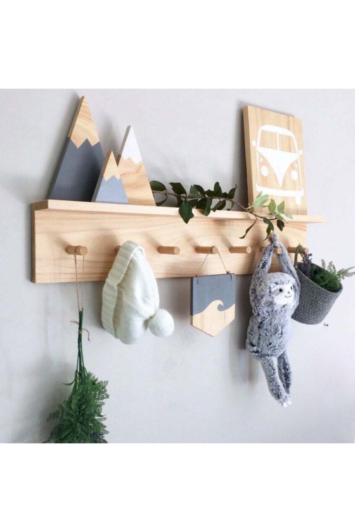 dekomar Ahşap Raflı Duvar Askılığı-70cm