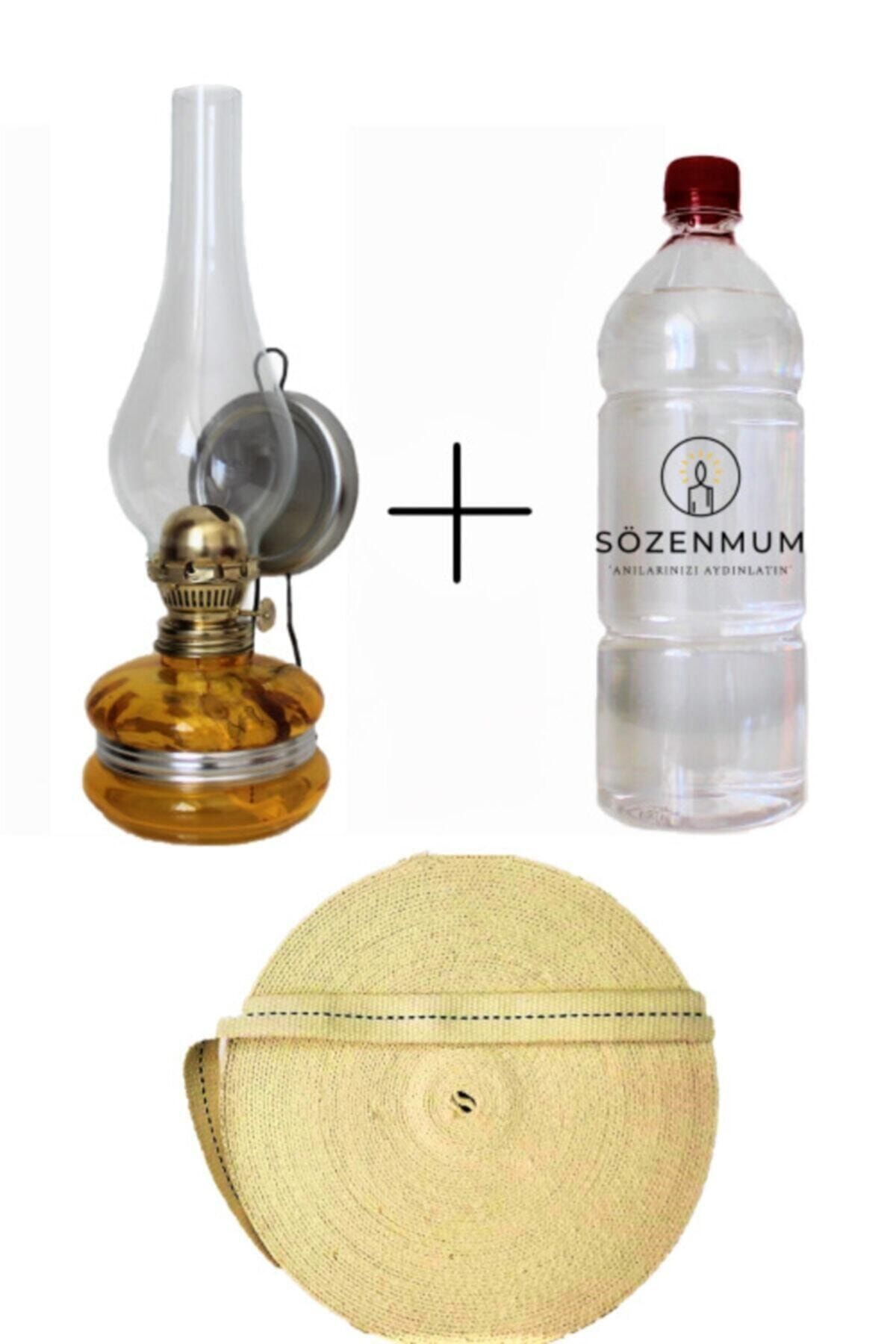 Sözen Klasik Gaz Lambası Şeffaf+ 500 Ml Gaz Yağı Yakıtı+ 1 Metre Yedek Fitil
