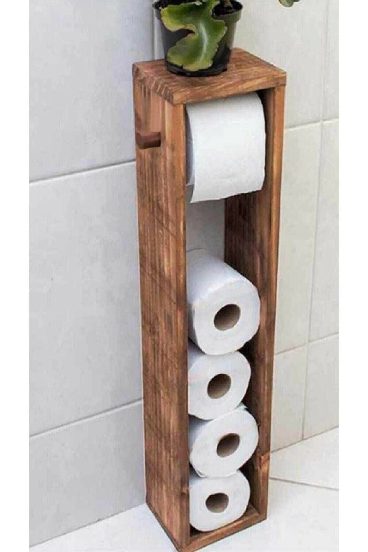 Olgun Home Wc Kağıtlık Tuvalet Kağıtlığı Ceviz Masif Ahşap Banyo Tuvalet Kağıdı Düzenleyicisi