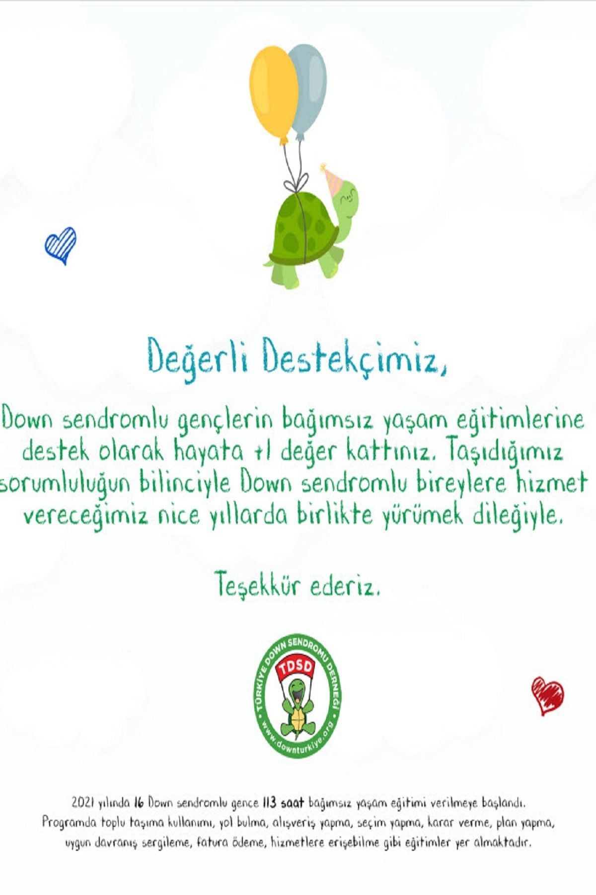 Down Sendromu Derneği Bağımsız Yaşama Destek Sertifikası
