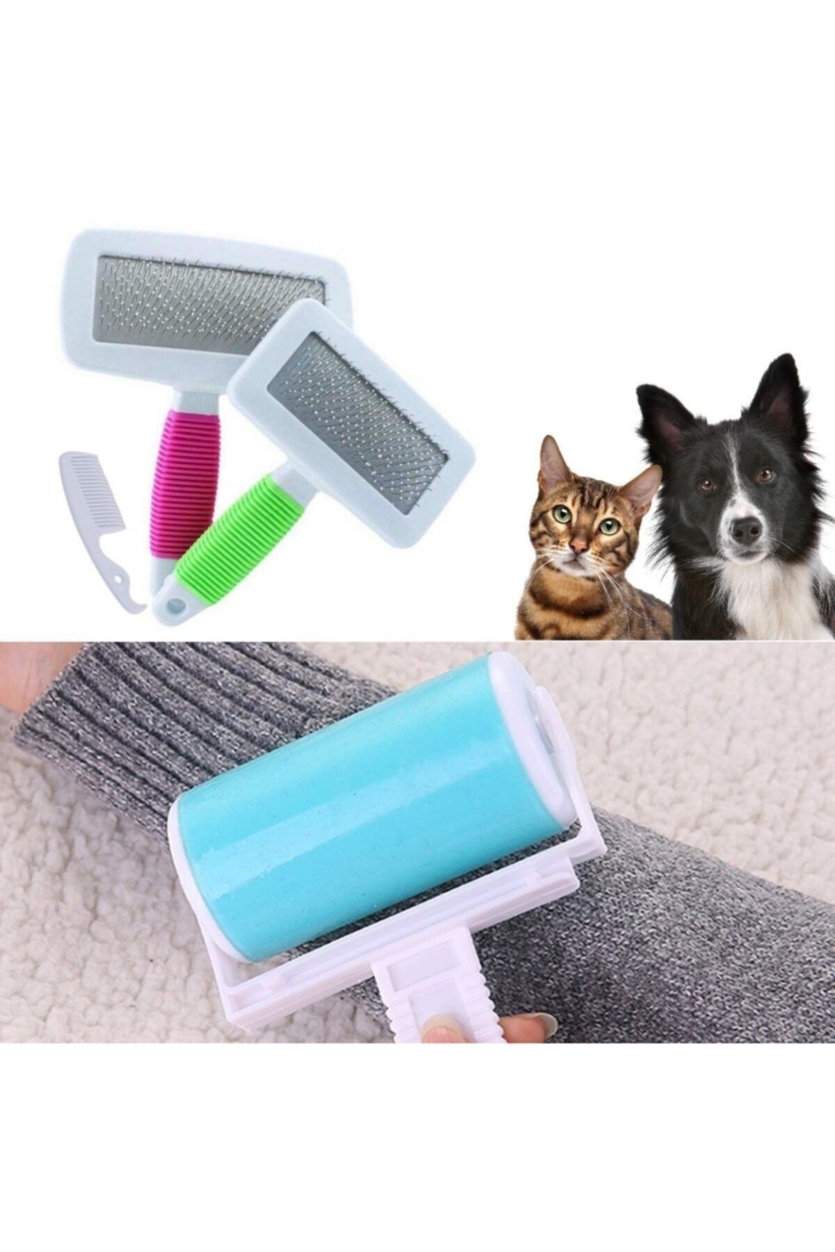 sinerjim Yıkanabilir Pratik Tüy Ve Toz Toplama Rulosu + Kedi Köpek Telli Küçük Boy Tüy Bakım Seti