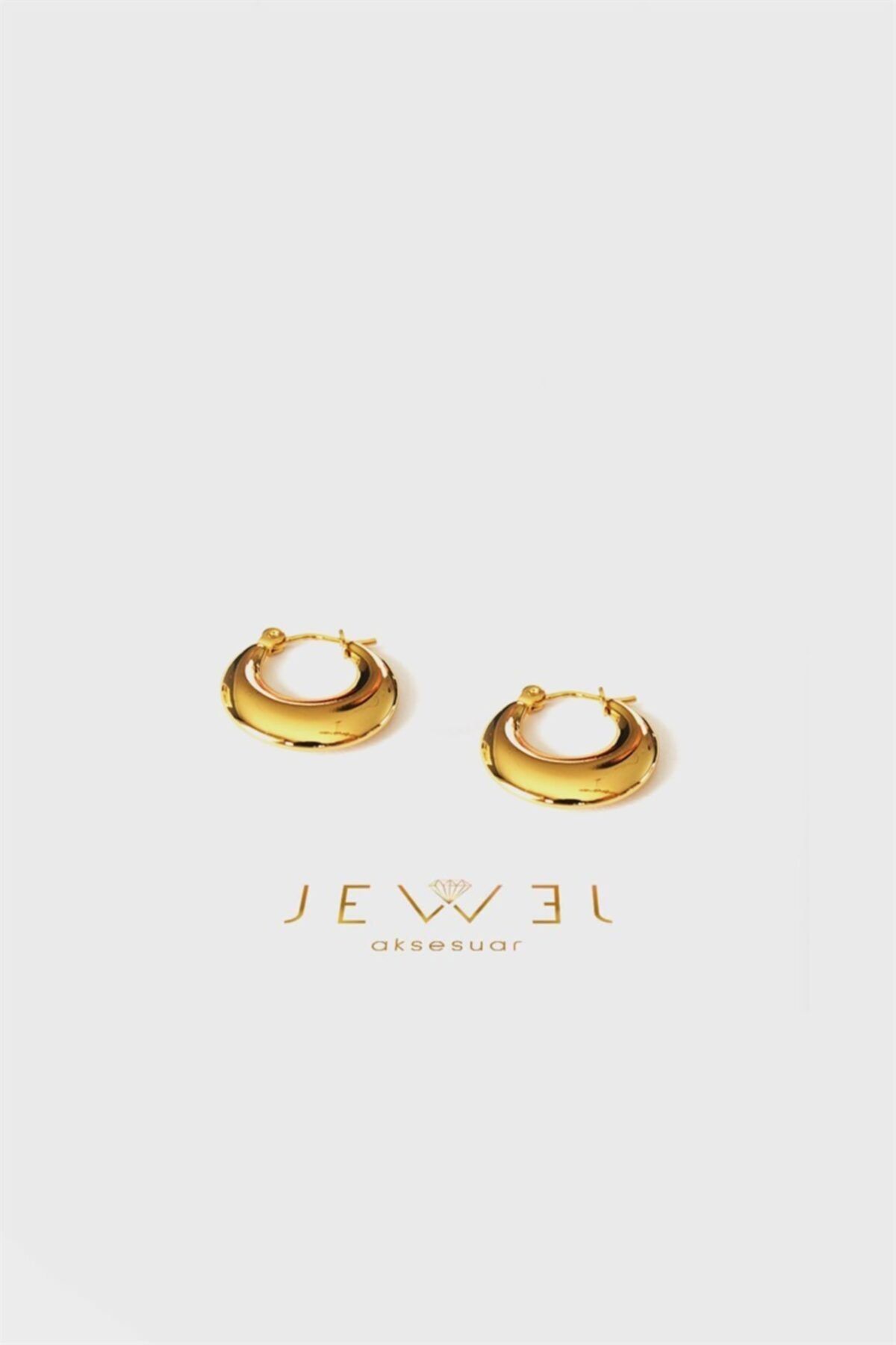 Jewel Küçük Obruk Model Gold Altın Kaplama Küpe