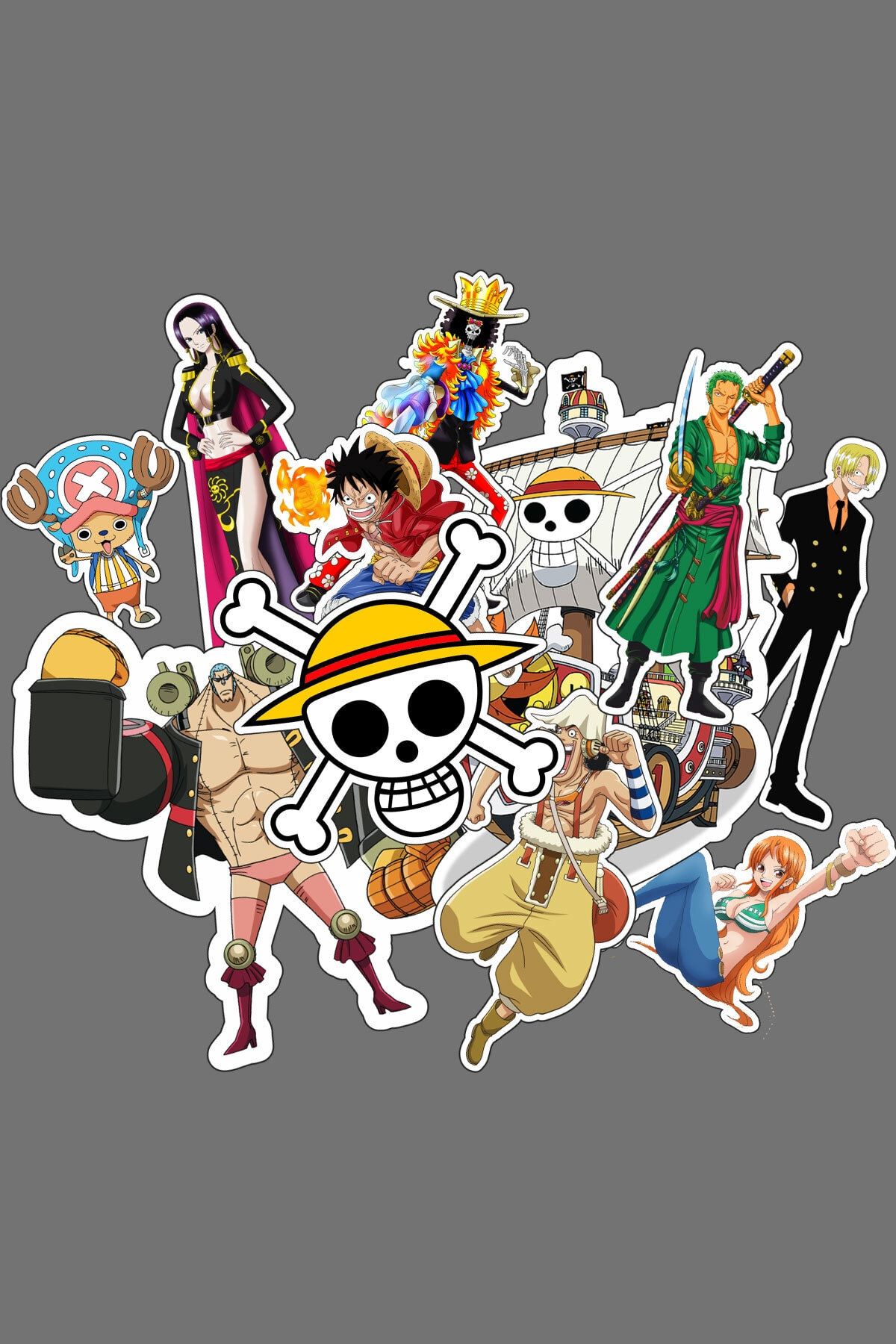 binore One Piece Anime Etiketi 10 Adet Temalı Ajanda, Laptop, Telefon Sticker Seti