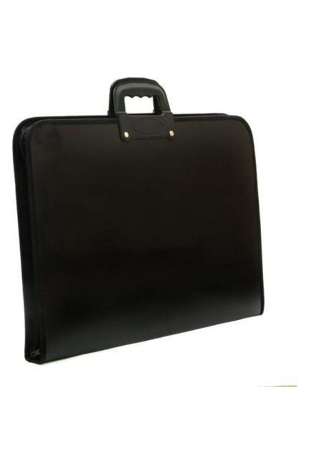 Bafix Teknik Resim Çantası (Fermuarlı) Askılı Lüks Deri 38x55cm Siyah Bfx3555lkss