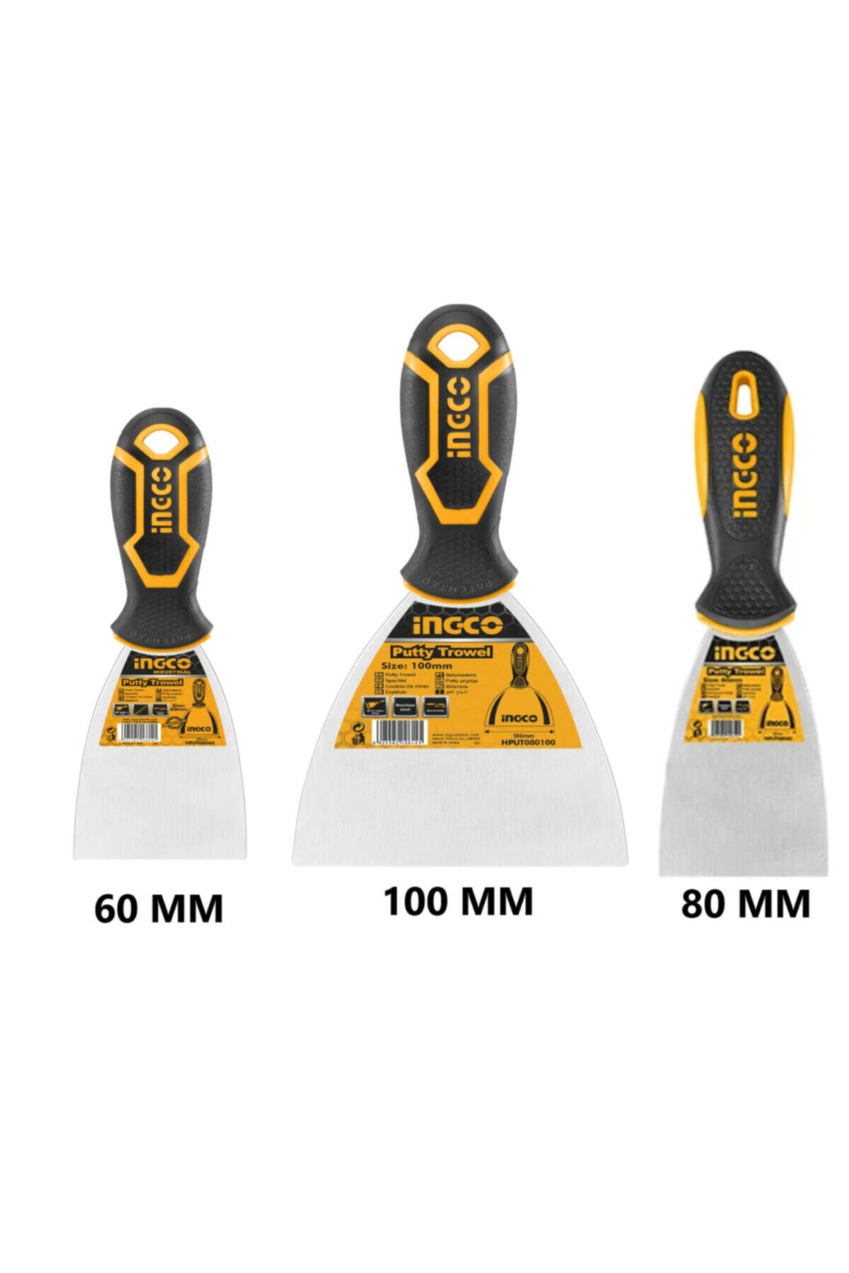 Ingco Üçlü Premium Paslanmaz Çelik Spatula Seti (60,80,100 Mm)