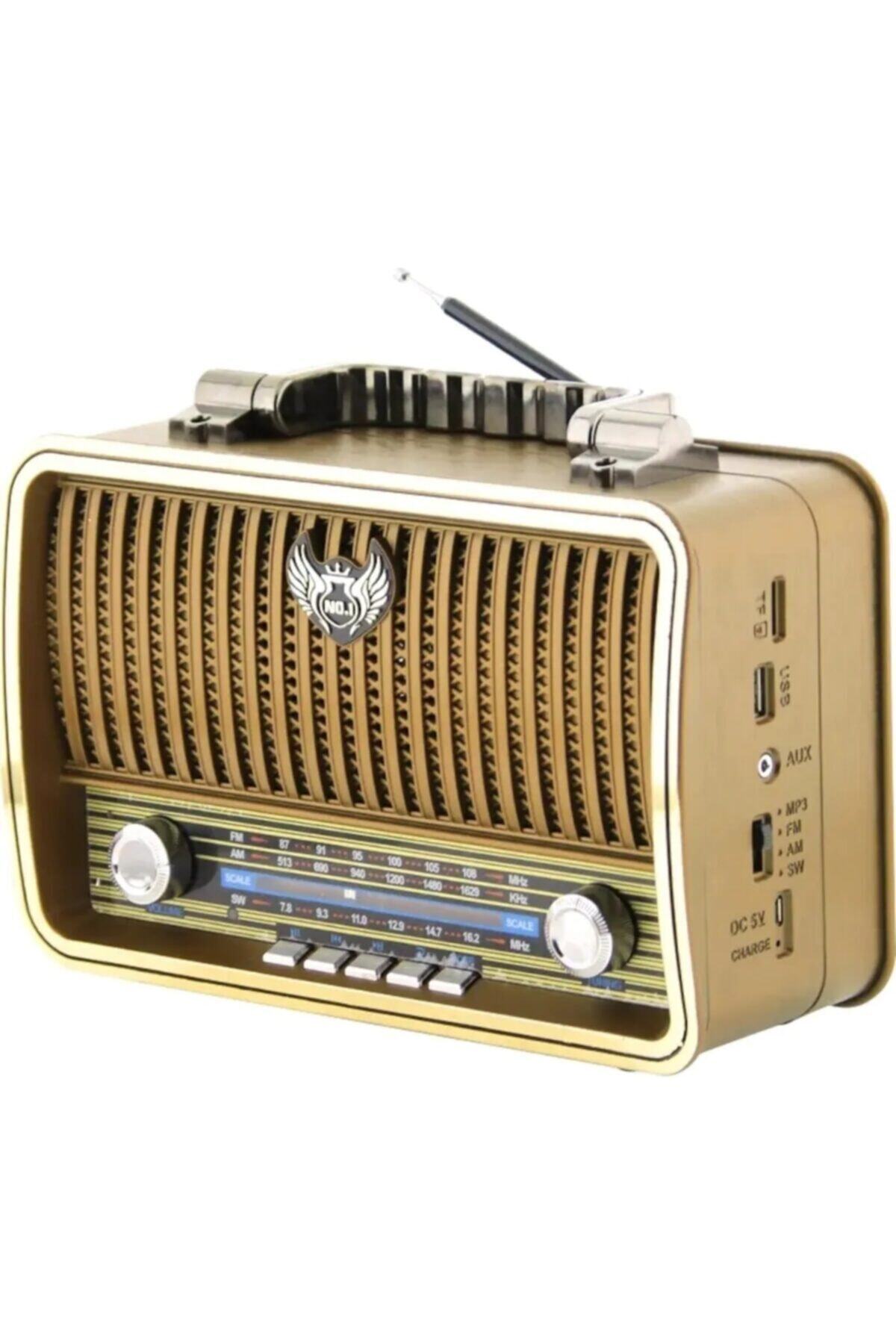 BERRE Büyük Boy Nostaljik Radyo Fm Ahşap Görünümlü Bluetooth Hoparlör Ahşap Renk