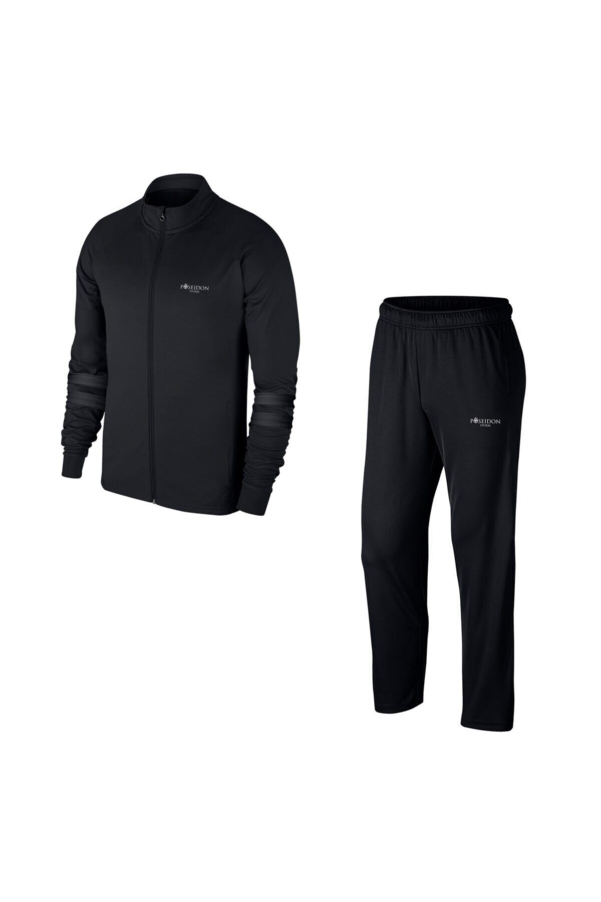 POSEIDONSTORM Büyük Beden Erkek Siyah Günlük Sporcu Eşofman Takımı 4xl-10xl Siyah Iki Bant - M3
