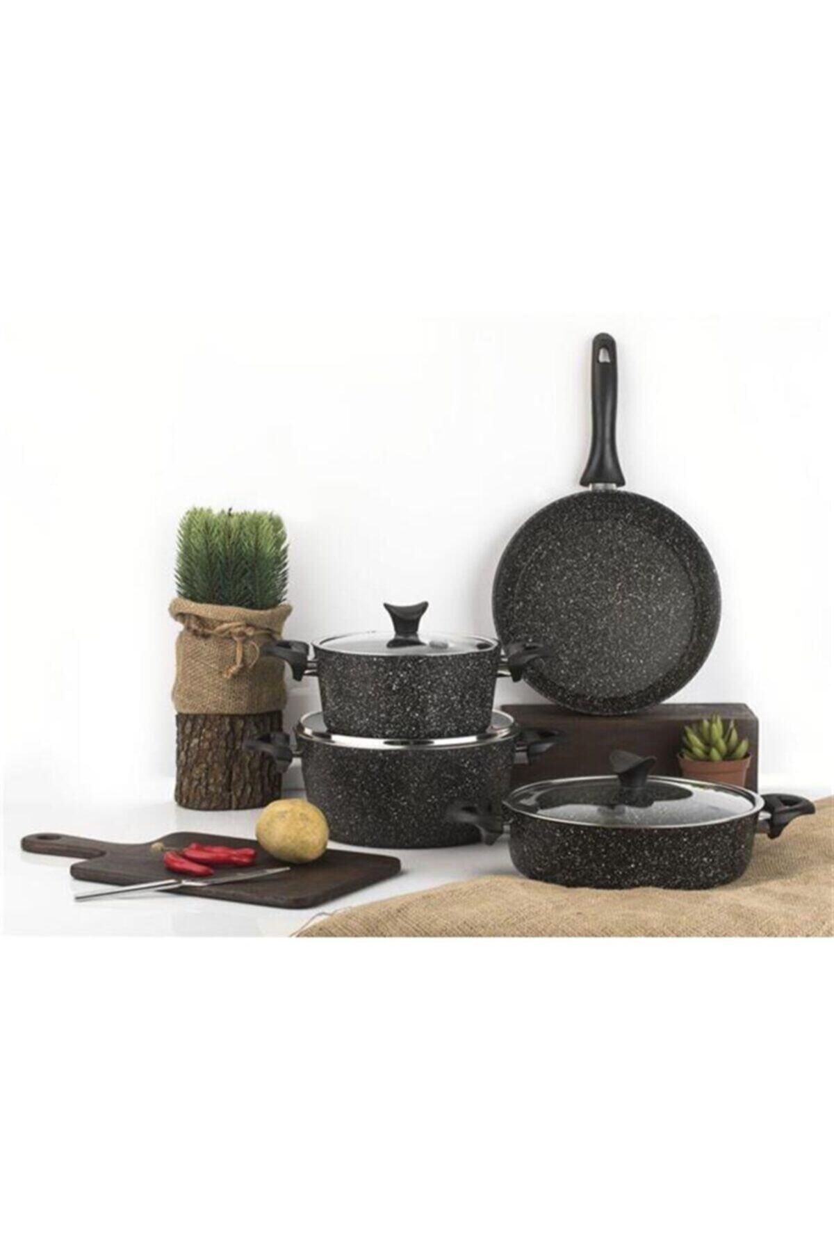 Taç Mastercook 7 Parça Siyah Granit Tencere Seti