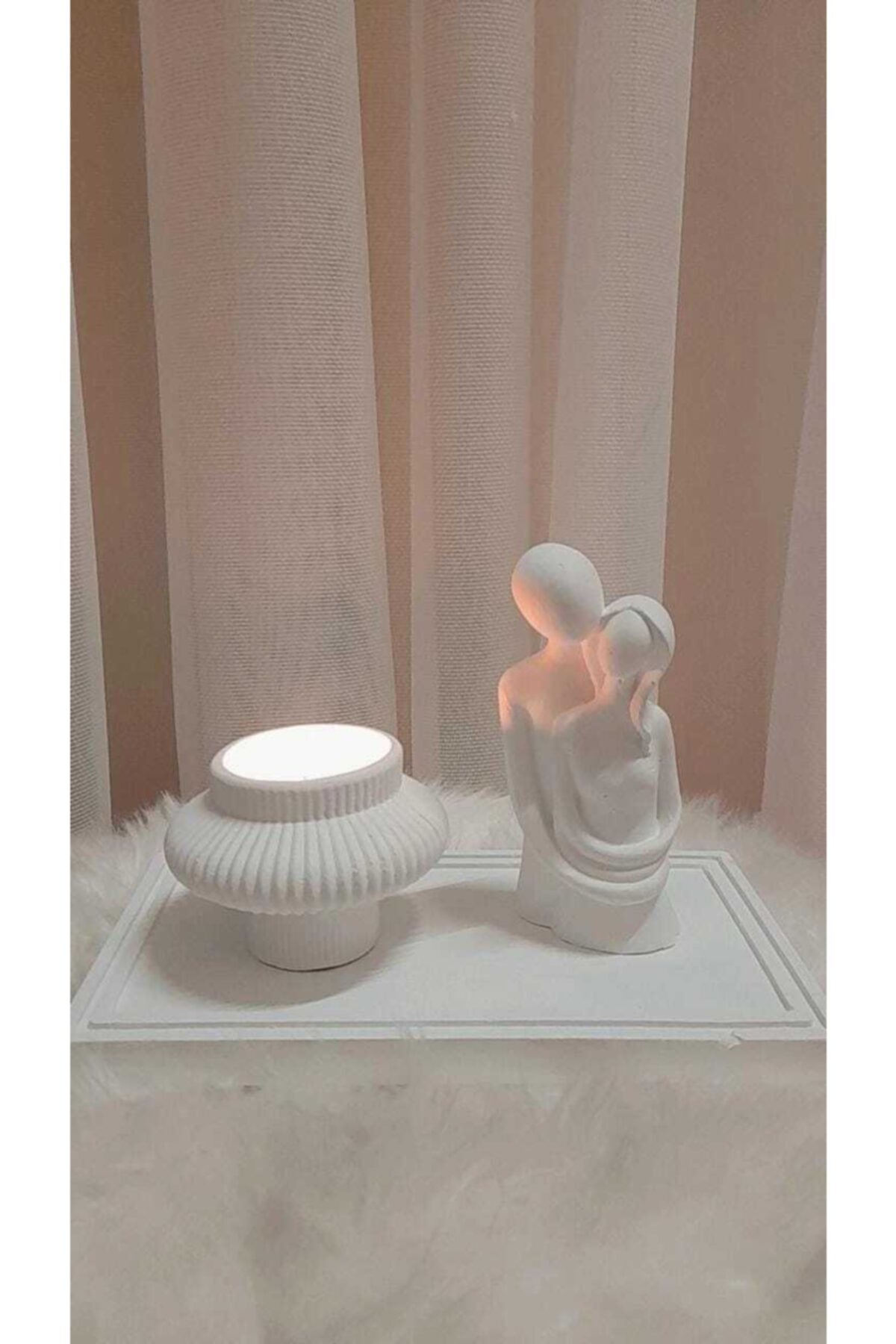 Dudo Baby Dekoratif Tealight Mumluk Ve Çift Biblolu Set, Mumluk